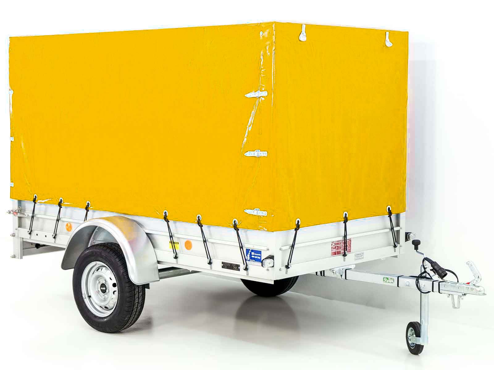 Anhänger mit Plane 125x250cm 750kg | Typ U4 | Hochplane 140 cm Profi | Gelb-Neu – Bild 2