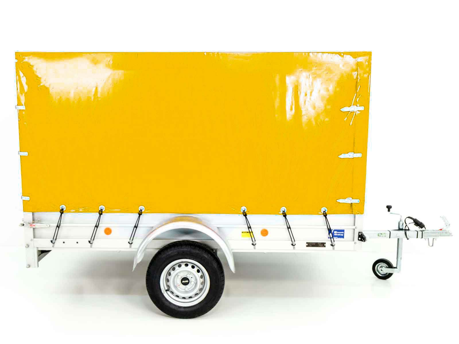 Anhänger mit Plane 125x250cm 750kg | Typ U4 | Hochplane 140 cm Profi | Gelb-Neu – Bild 3
