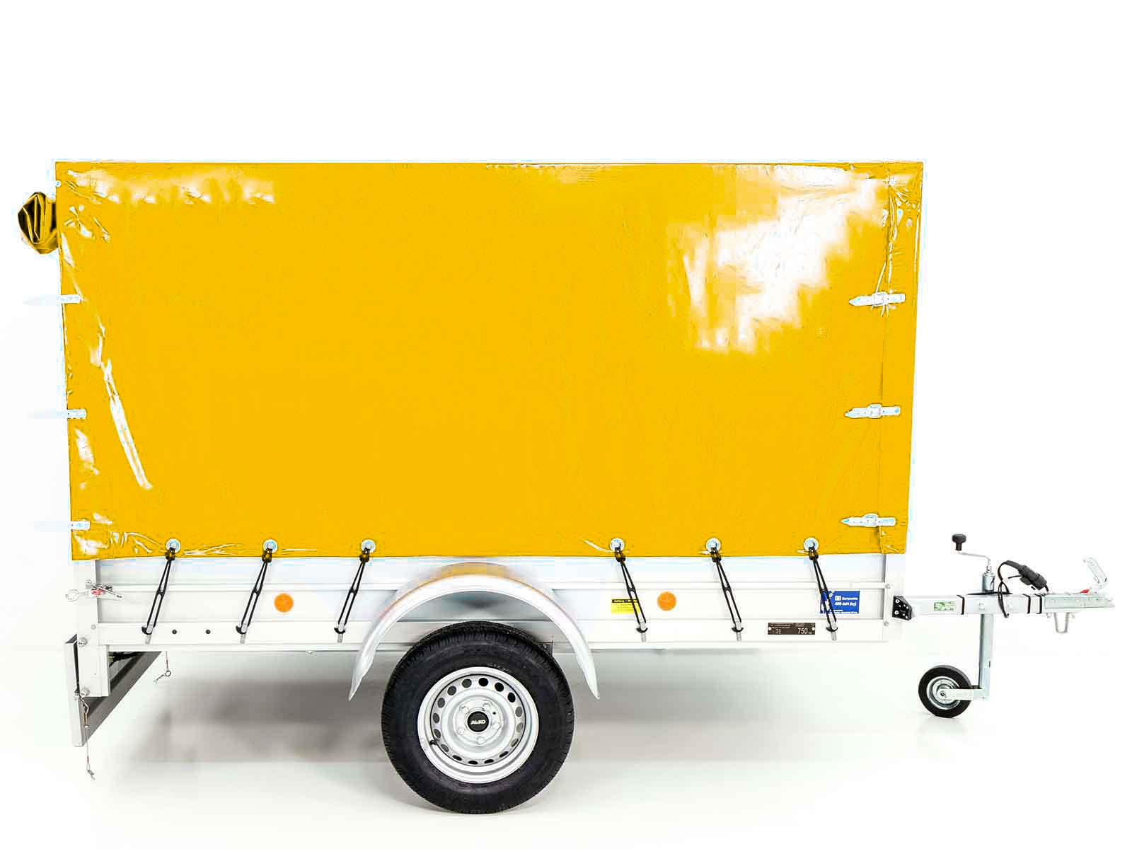 Anhänger mit Plane 125x250cm 750kg | Typ U4 | Hochplane 140 cm Profi | Gelb-Neu – Bild 5