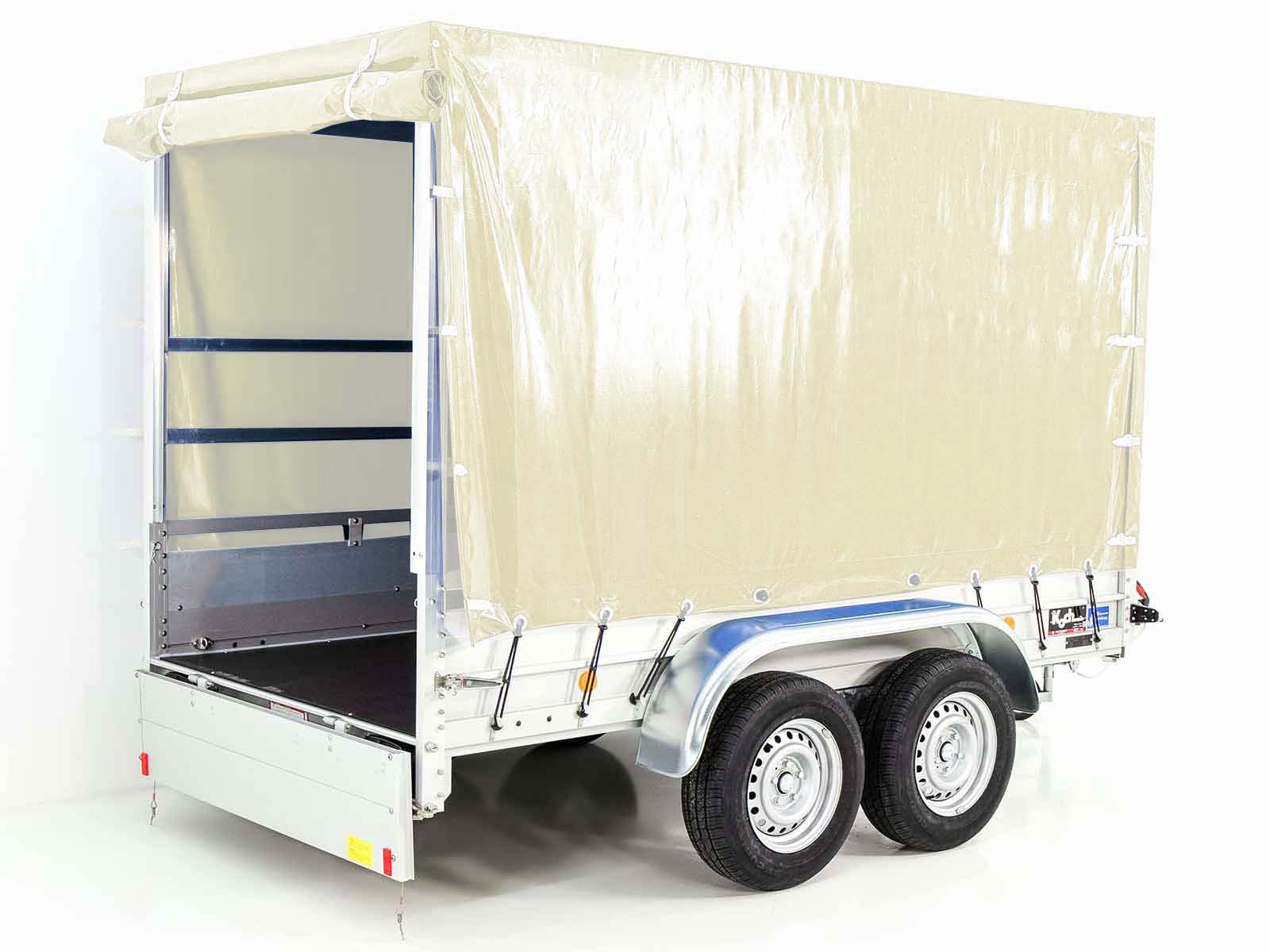 Anhänger mit Plane 150x300cm 2600kg | Typ 7.26 | Hochplane 180 cm – Elfenbein Beige-Neu – Bild 3