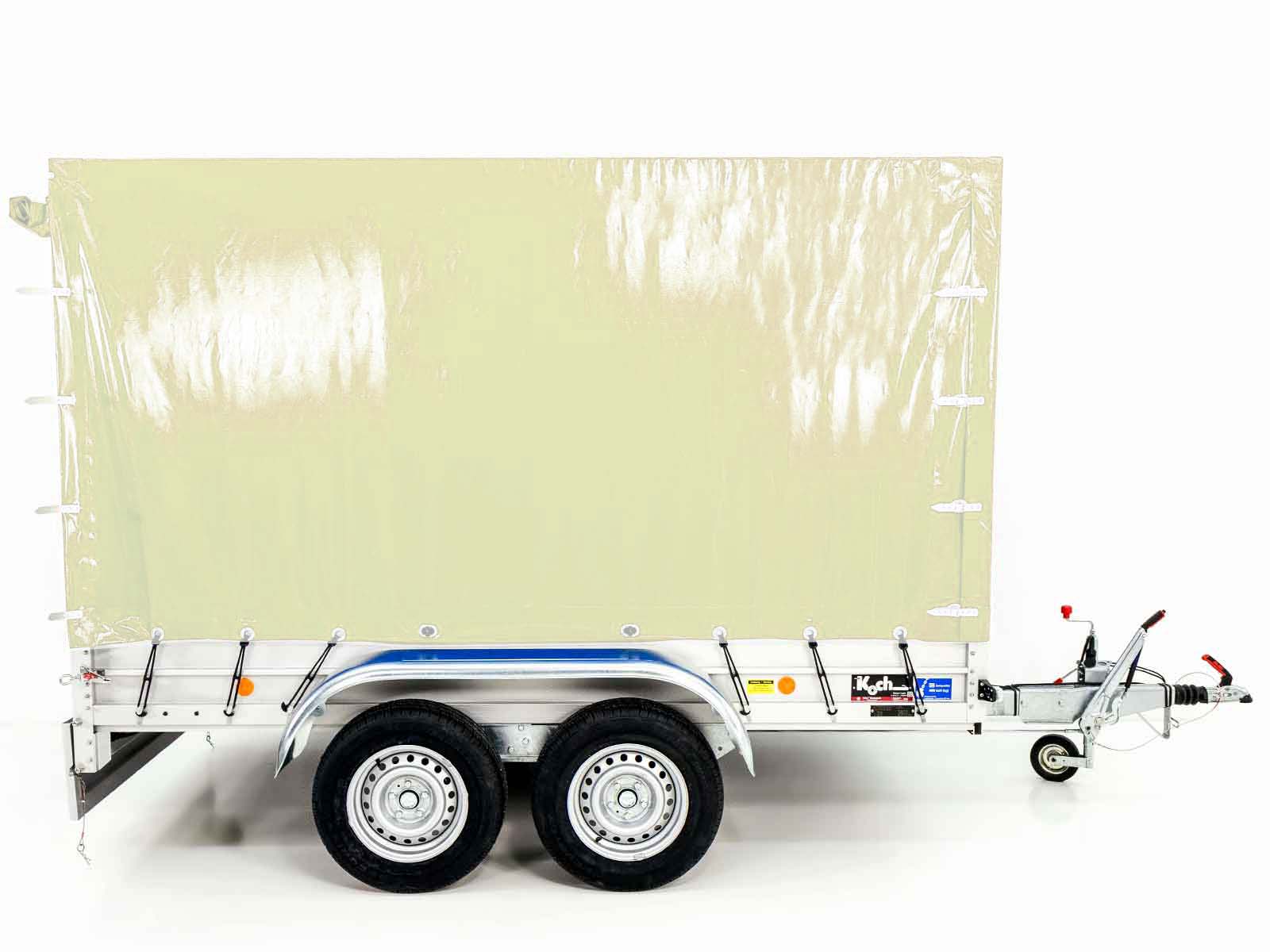 Anhänger mit Plane 150x300cm 2600kg | Typ 7.26 | Hochplane 180 cm – Elfenbein Beige-Neu – Bild 4