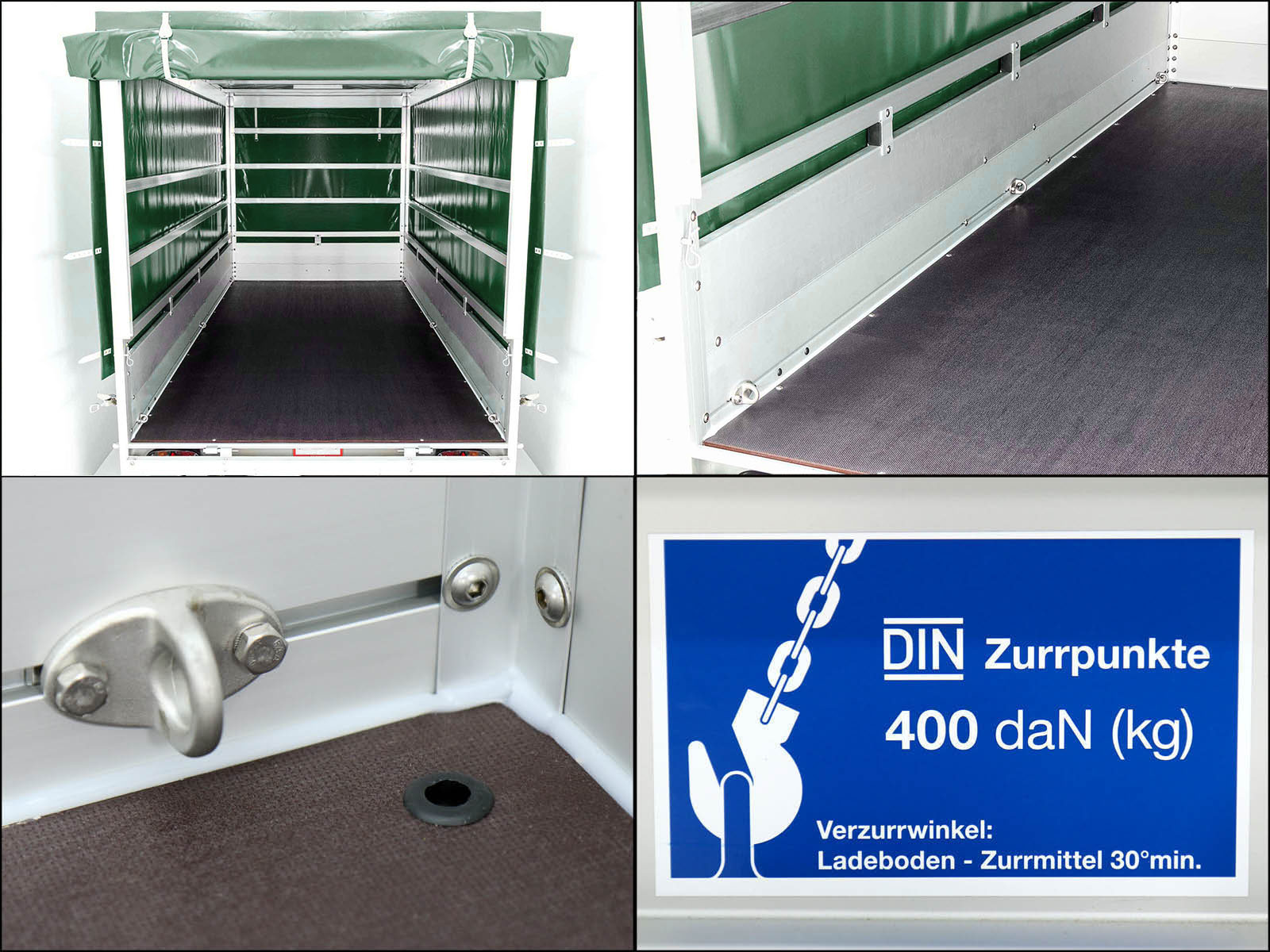 Anhänger mit Plane 150x300cm 1300kg | Typ 7.13 | Hochplane 160cm – Grün-Neu – Bild 4