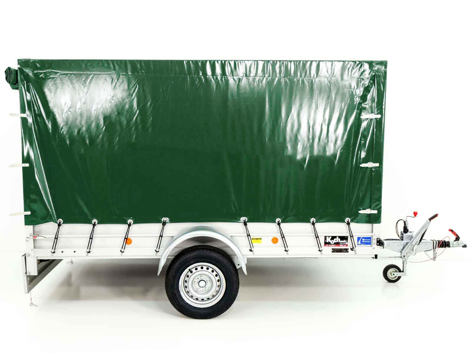 Anhänger mit Plane 150x300cm 1300kg | Typ 7.13 | Hochplane 160cm – Grün-Neu – Bild 2