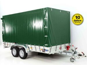 Anhänger mit Plane 185×400 cm 2600 kg | Typ 10.26 | Hochplane 200 cm – Grün-Neu