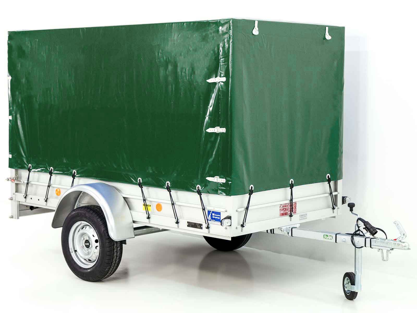 Anhänger mit Plane 125x250cm 750kg | Typ U4 | Hochplane 140 cm Profi | Grün-Neu