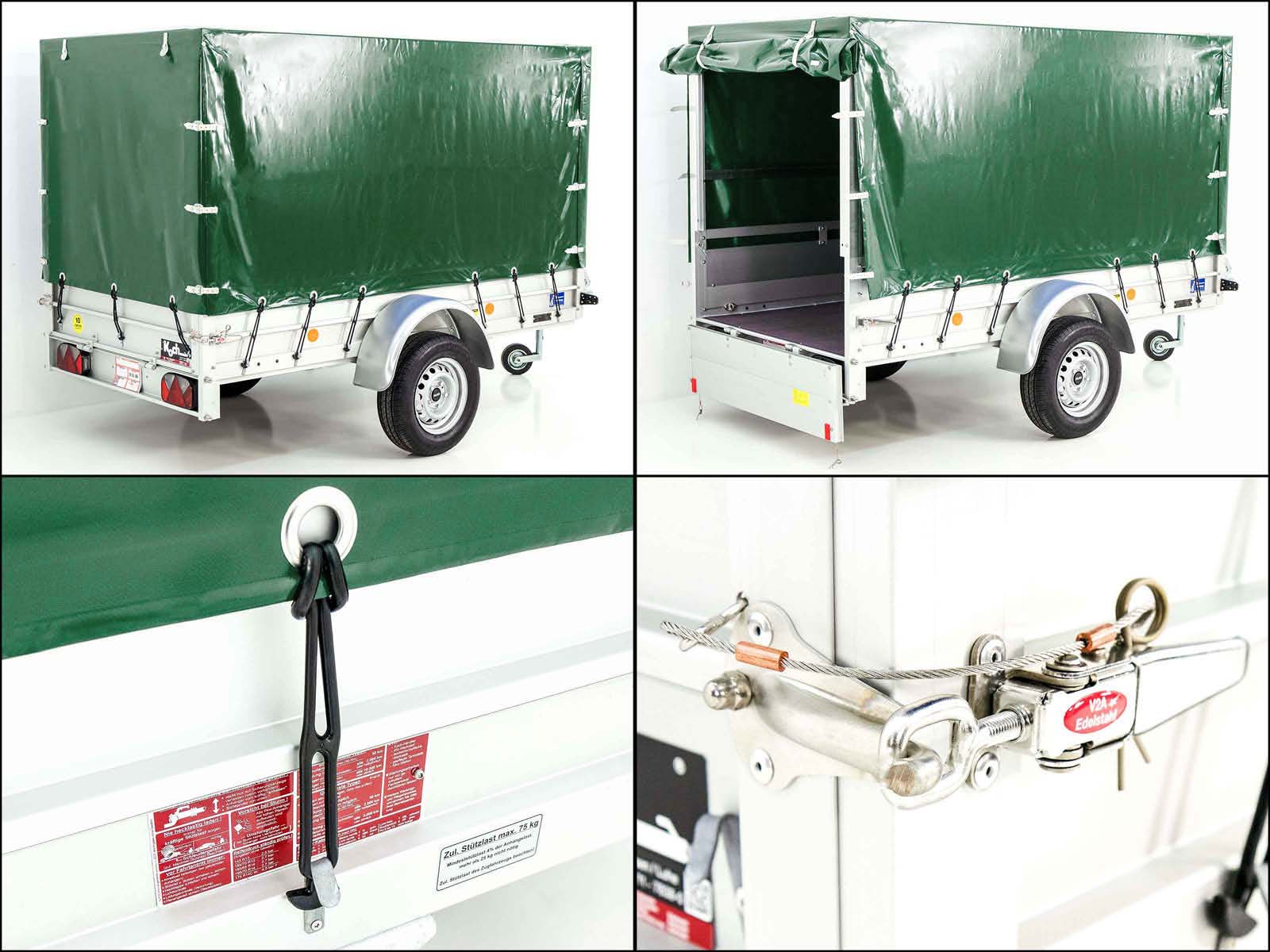Anhänger mit Plane 125x250cm 750kg | Typ U4 | Hochplane 140 cm Profi | Grün-Neu – Bild 5