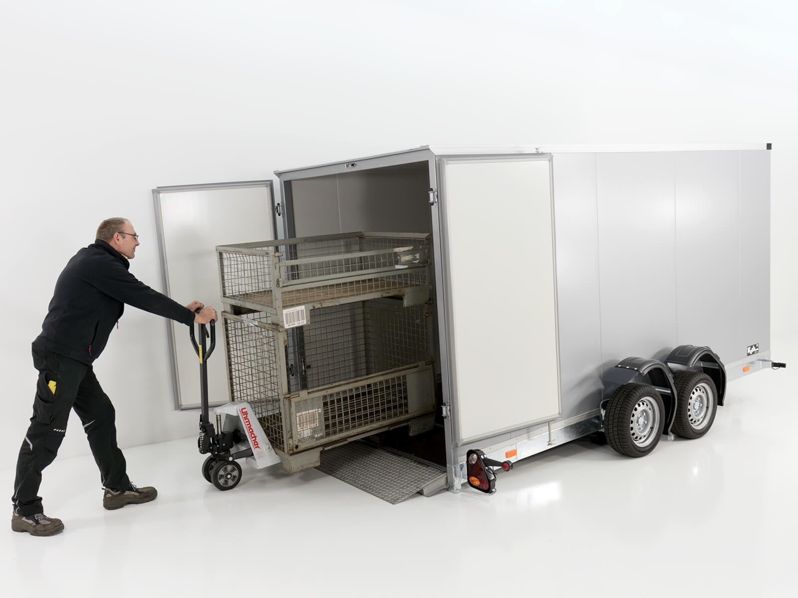 Vezeko Koffer-Absenkanhänger 167x400cm Höhe: 190cm 3,5t | Silber-Neu – Bild 4