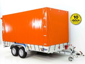 Anhänger mit Plane 185×400 cm 2600 kg | Typ 10.26 | Hochplane 200 cm – Orange-Neu