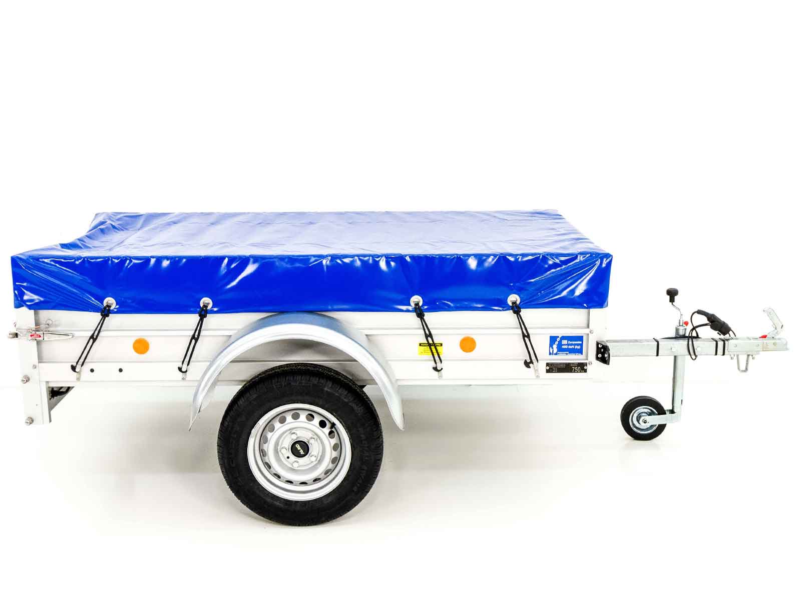 Anhänger mit Plane 105x205cm 750kg | Typ U2 | Flachplane Profi blau-Neu – Bild 4