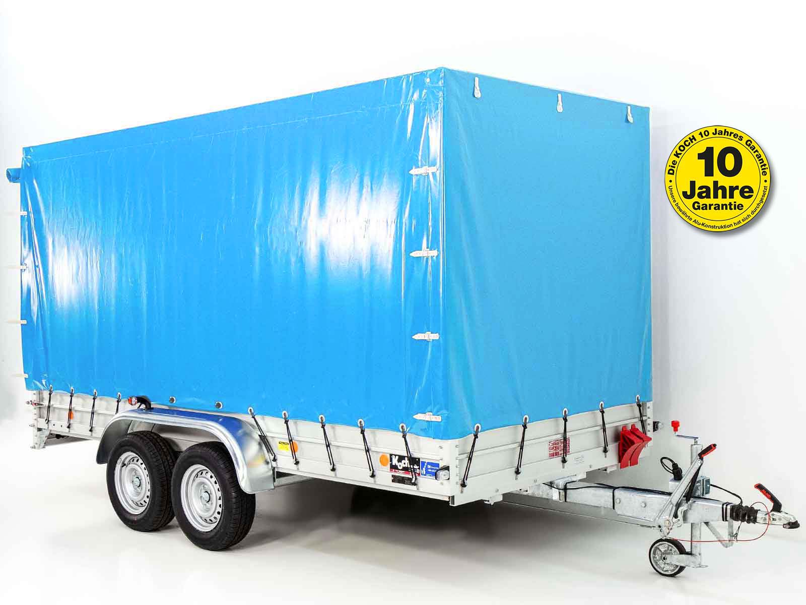 Anhänger mit Plane 185x400cm 2600kg | Typ 10.26 | Hochplane 200cm – Hellblau-Neu