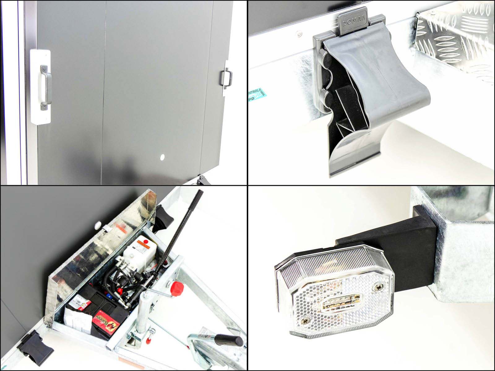 Vezeko Koffer-Absenkanhänger 157x344cm Höhe: 190cm 2,7t | Tür | E-Pumpe | Schwarz-Neu – Bild 6