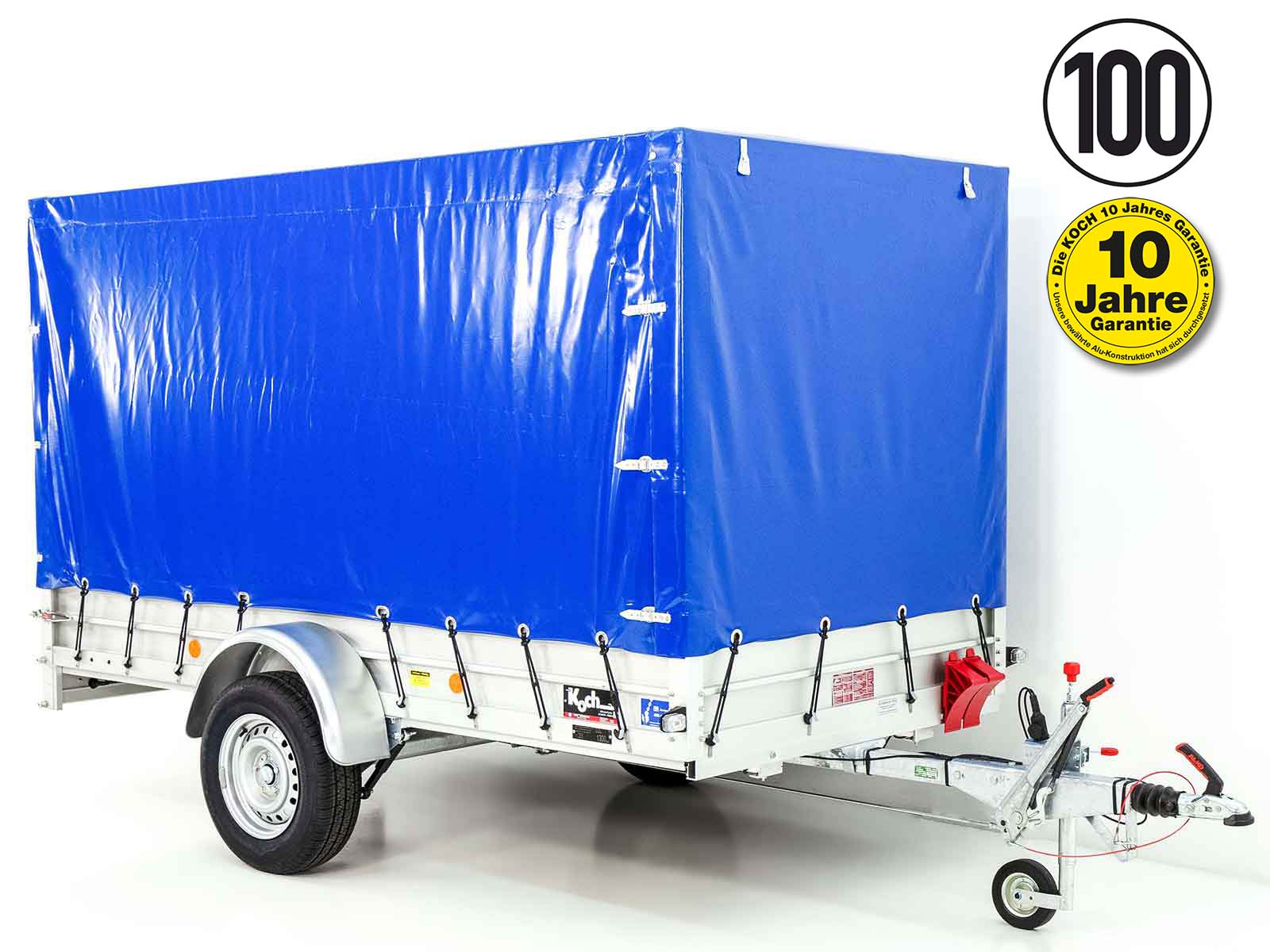 Anhänger mit Plane 150x300cm 1300kg | Typ 7.13 | Hochplane 160cm – Blau-Neu