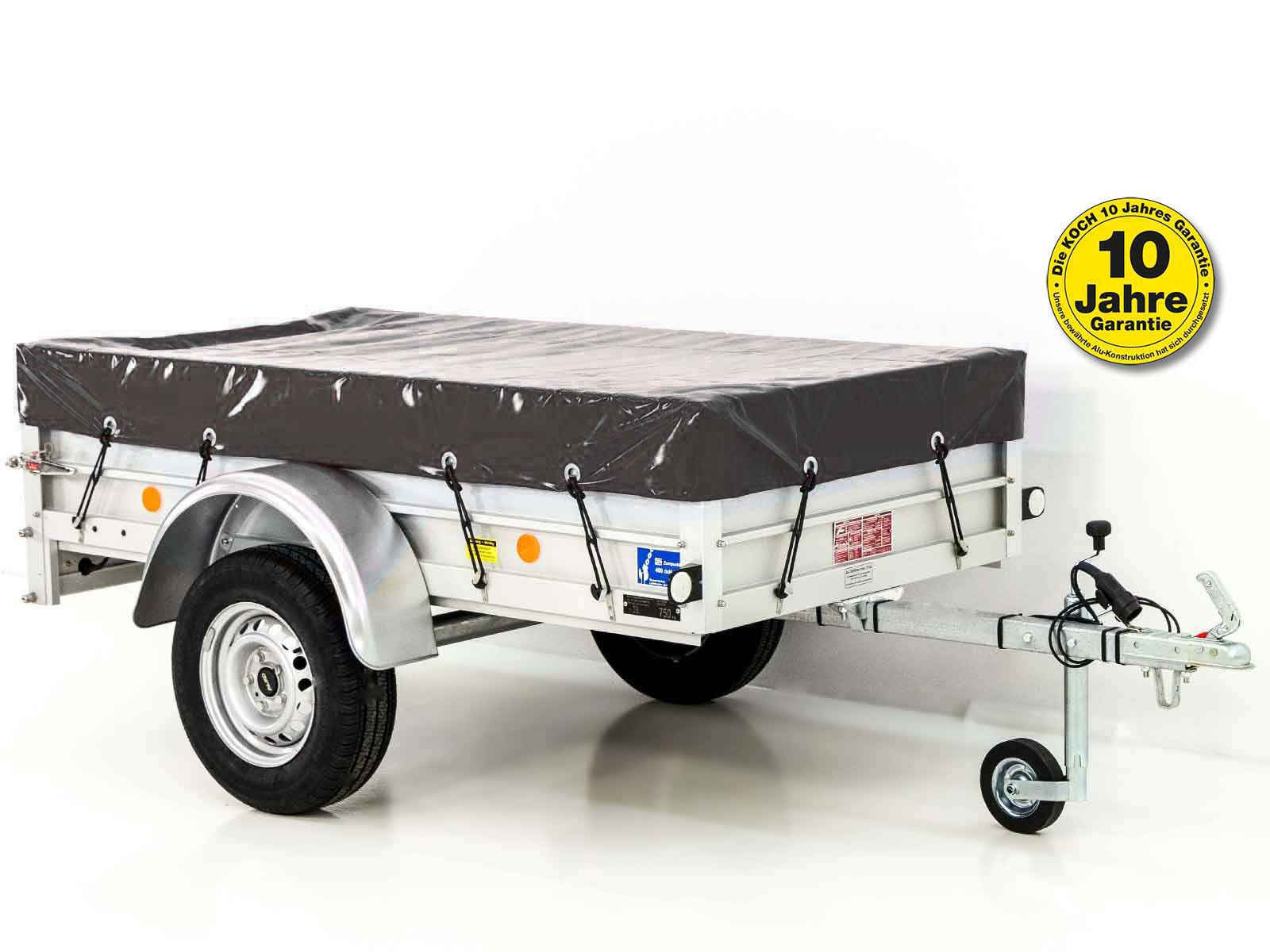 Anhänger mit Plane 105x205cm 750kg | Typ U2 | Flachplane Profi Anthrazit-Neu