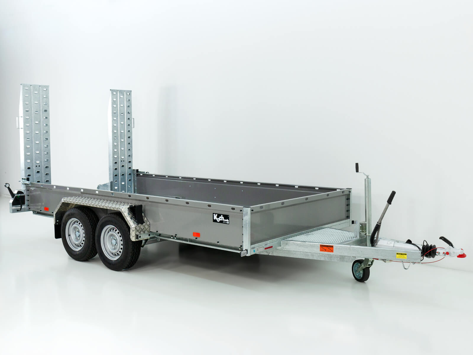 Vezeko Baumaschinenanhänger BA 190×390 cm 3,5t | grau | Schwenk-Rampen | SB-Neu