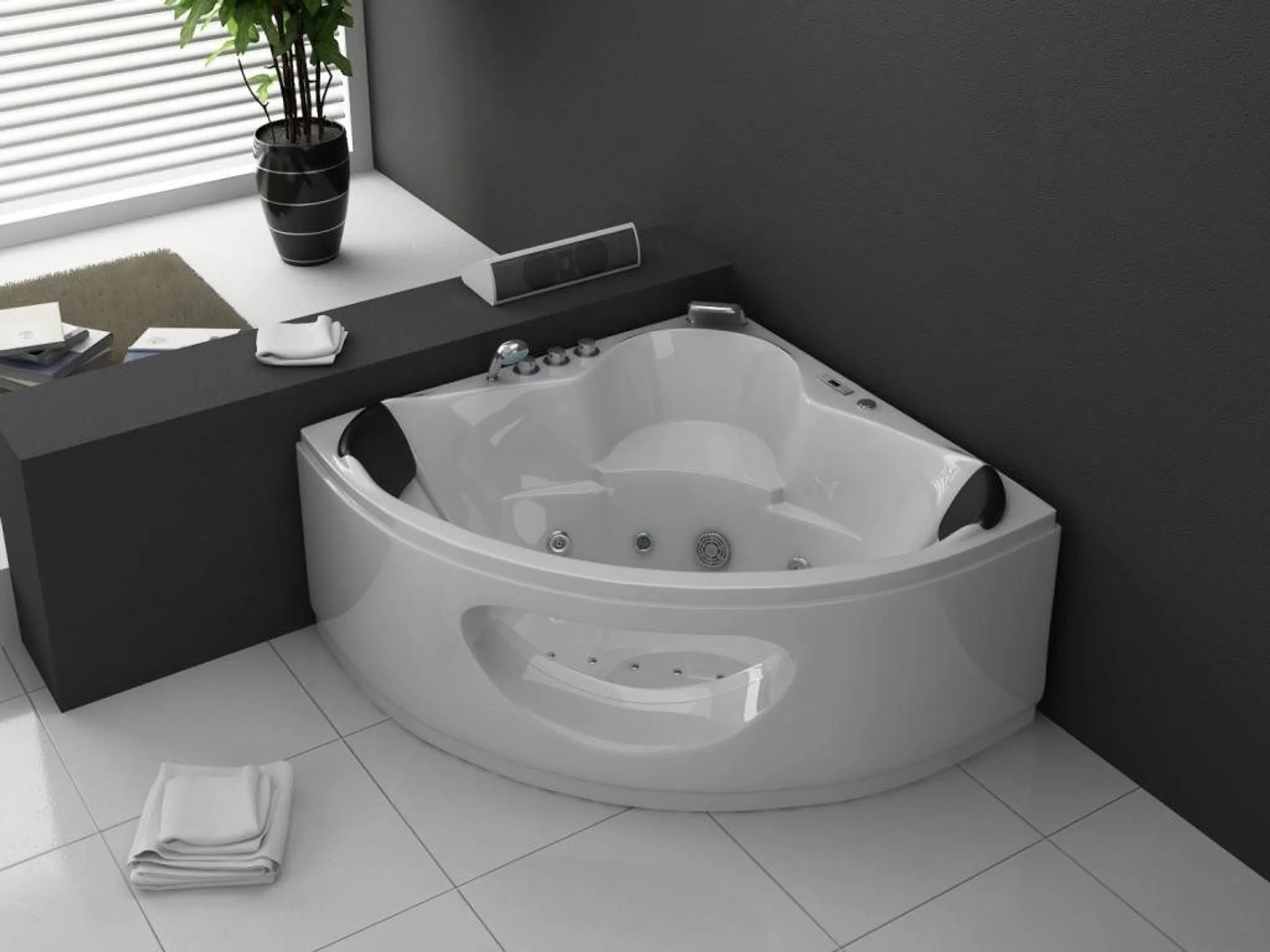 PureHaven Whirlpool 138x138 cm elegantes Design Heizung Lichttherapie Soundsystem Reinigungsprogramm Bluetooth-Soundsystem – Bild 2