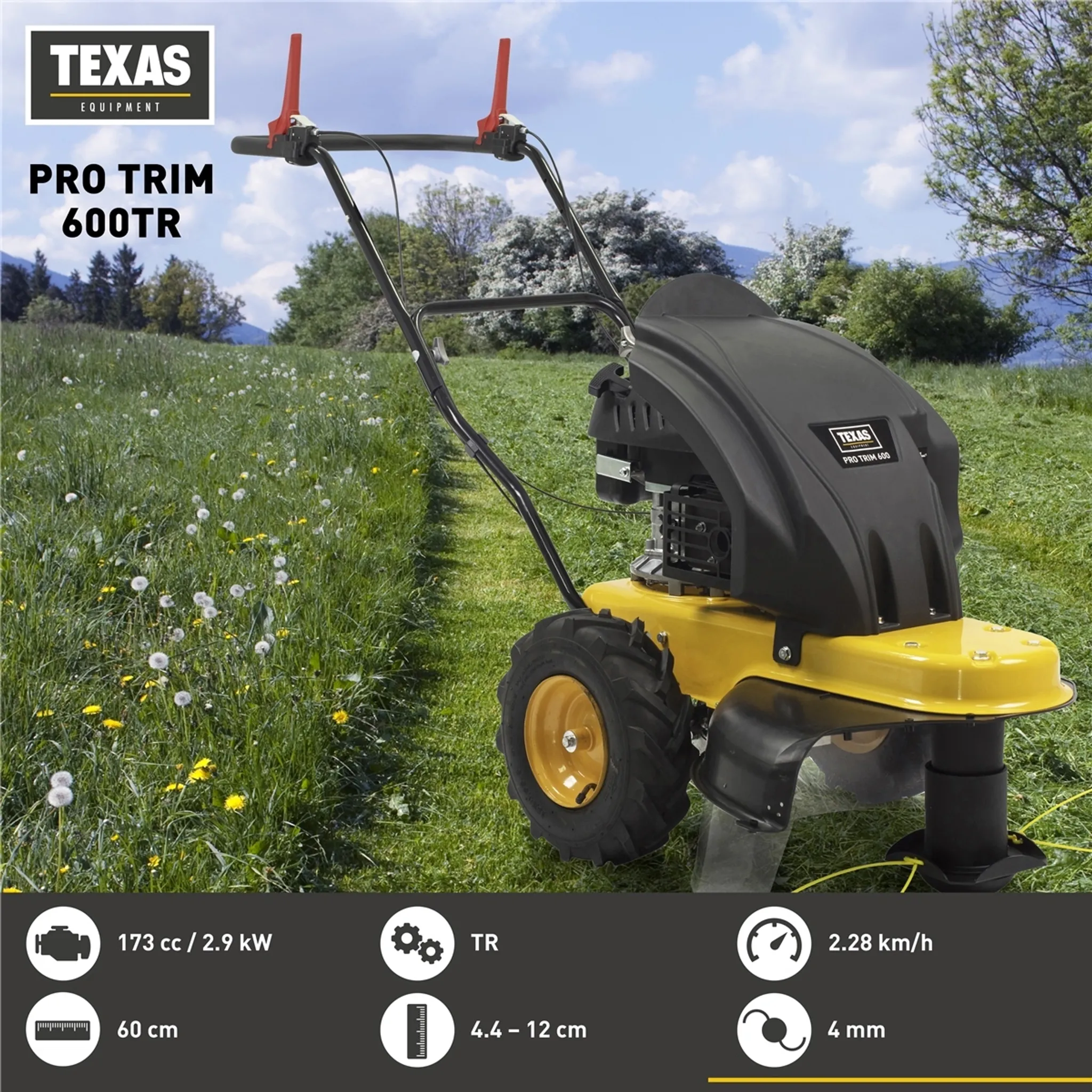 TEXAS Wiesenmäher Hochgrasmäher Benzin mit Radantrieb Balkenmäher Pro Trim 600TR – Bild 2