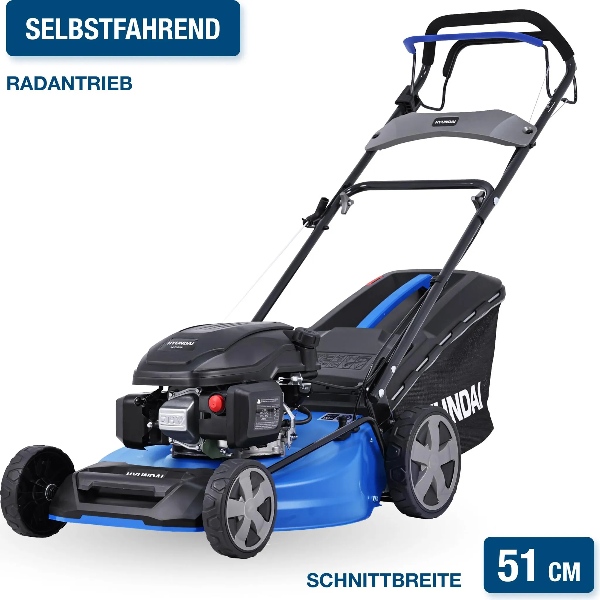 HYUNDAI Benzin-Rasenmäher LM5122G (Mulcher/Mäher mit Radantrieb, 3.9 PS Hyundai Motor) – Bild 2