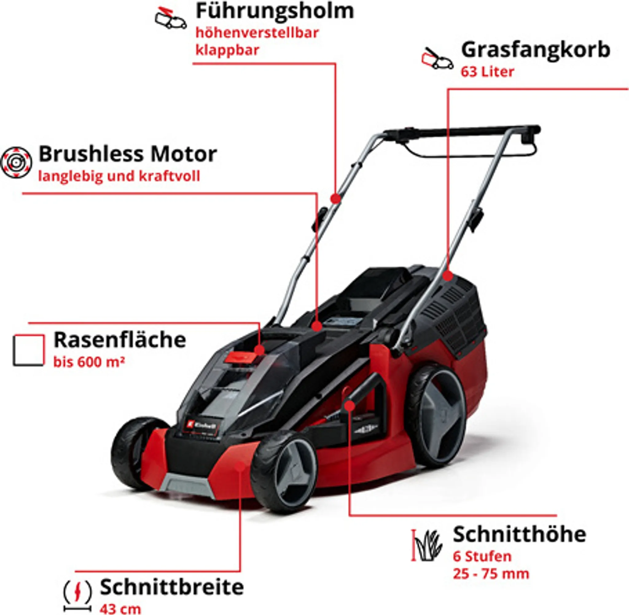 Einhell Power X-Change Akku-Rasenmäher GE-CM 43 Li M Kit (2x4,0Ah) – Bild 3