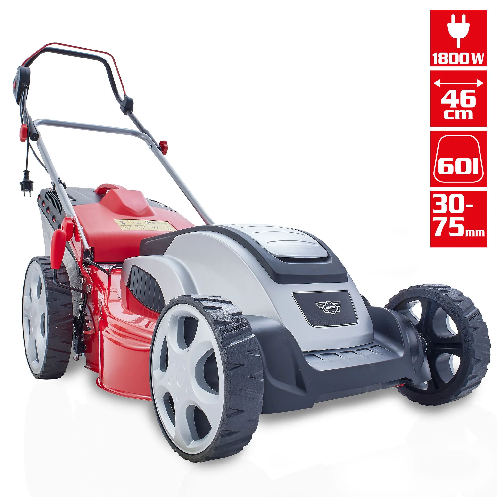 HECHT Rasenmäher Elektro 1845 | 46 cm Schnittbreite | 1800 W | Mulchkit | 60 L Fangkorb | zentrale 7-fach Schnitthöhenverstellung – Bild 10