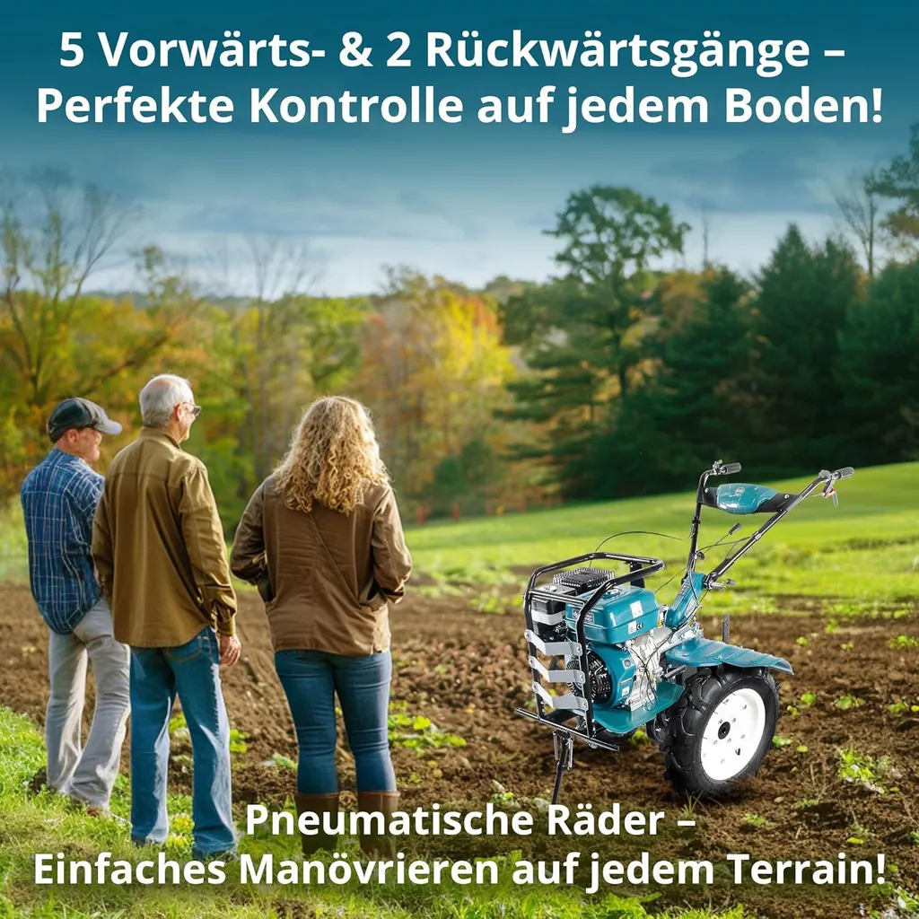 Könner & Söhnen KS 9HP-1350G-3 Benzin Bodenhacke mit Direktantrieb,gartenfräse, geschmiedete Säbelfräsen,3 Vorwärtsgänge, Rückwärtsgang, ≤134 cm – Bild 4