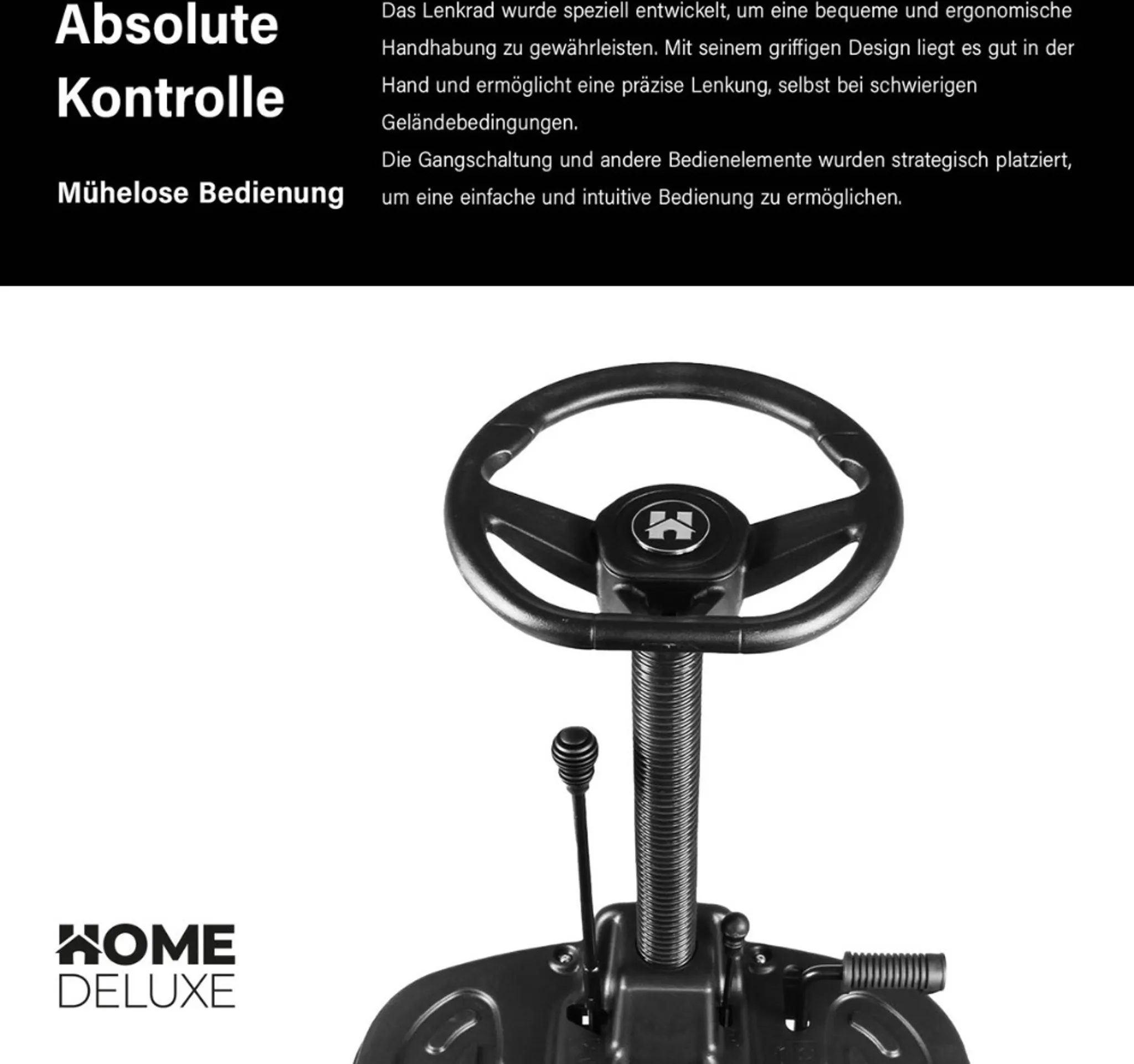 HOME DELUXE - Benzin Aufsitzrasenmäher - Reaper Schwarz - Motor Leistung 4,5 kW (6,5 PS) - 150 Liter Auffangkorb - 61 cm Schnittbreite und höhenverstellbar - Inkl. kompl. Zubehör – Bild 6