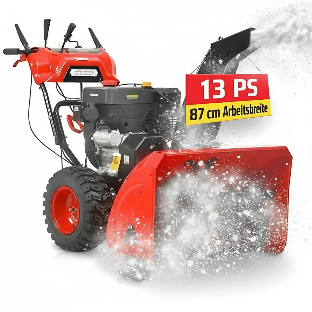 HECHT Schneefräse Benzin 9334 SQ | 87 cm Arbeitsbreite | 9,5 kW / 13 PS | Griffheizung | Elektrostarter | 51 cm Arbeitshöhe | LED