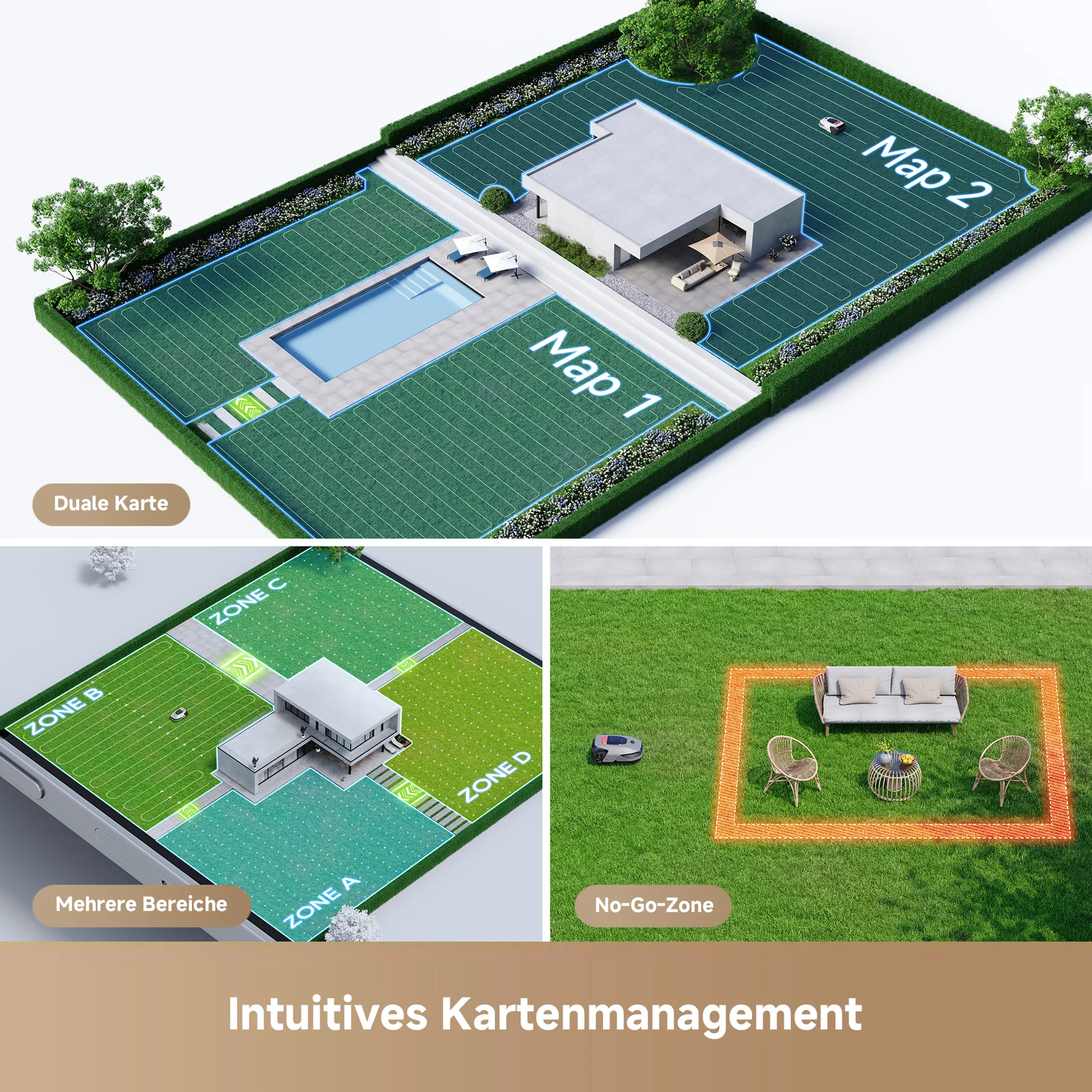 Dreame Intelligenter Mähroboter A1 Pro, Drahtloser Umfang Mähroboter, App-Steuerung, Intuitive Zonenverwaltung, Intelligente Hindernisvermeidung – Bild 6