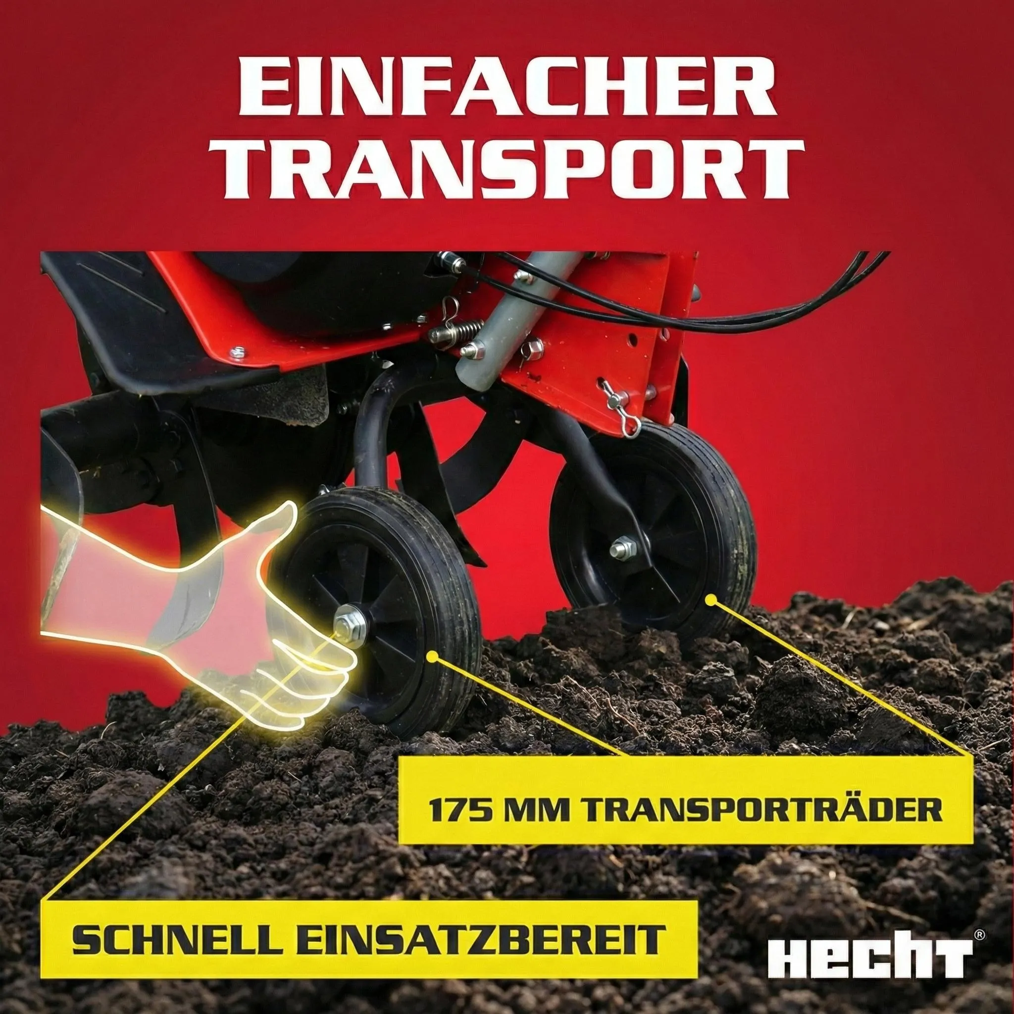 HECHT 785 Motorhacke Benzin | 32-84 cm Arbeitsbreite | 32 cm Arbeitstiefe | 6,5 PS | 4,5 kW | 196 cm³ – Bild 7