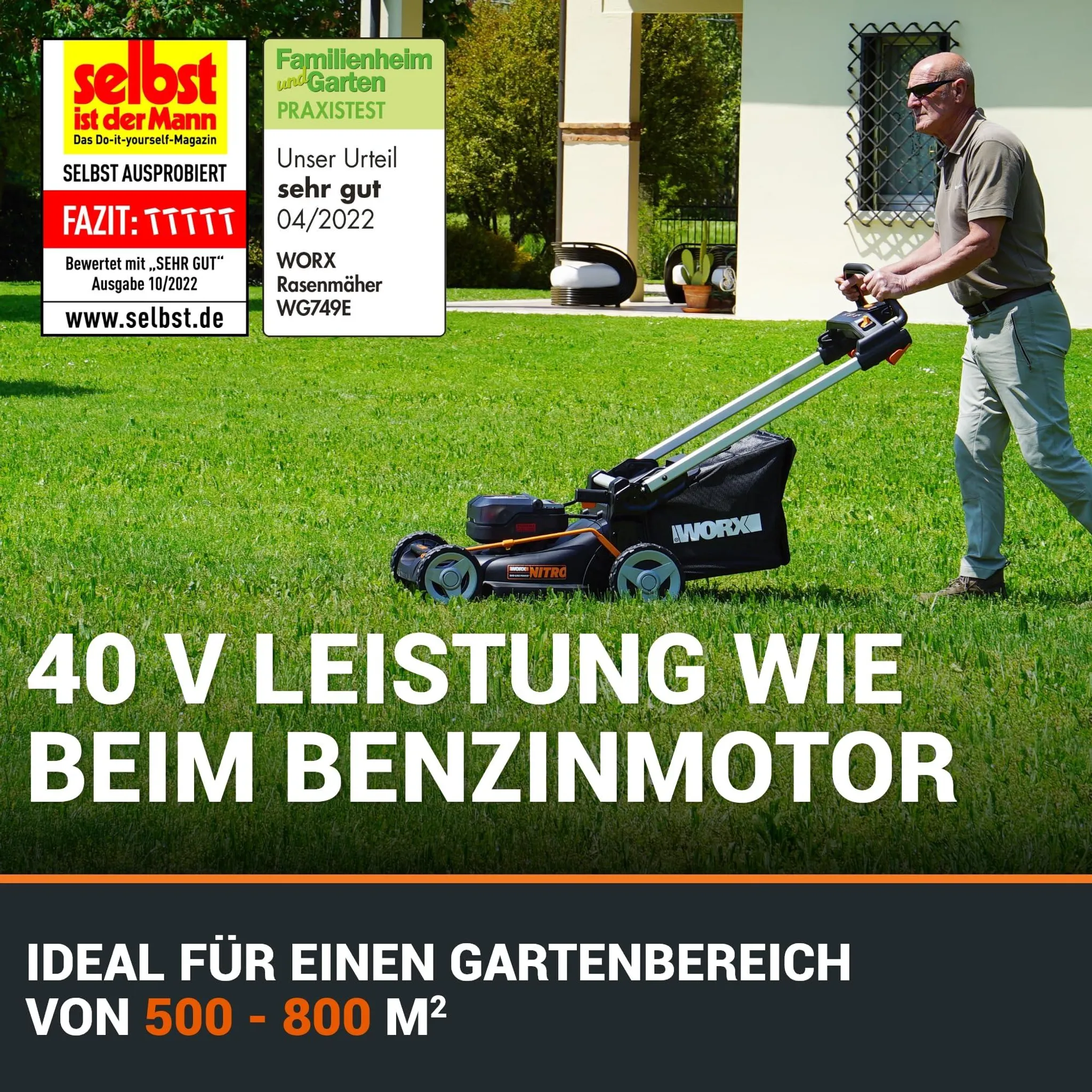 WORX WG749E Akku Rasenmäher 40V: Effizient, Leistungsstark und Komfortabel – Bild 9