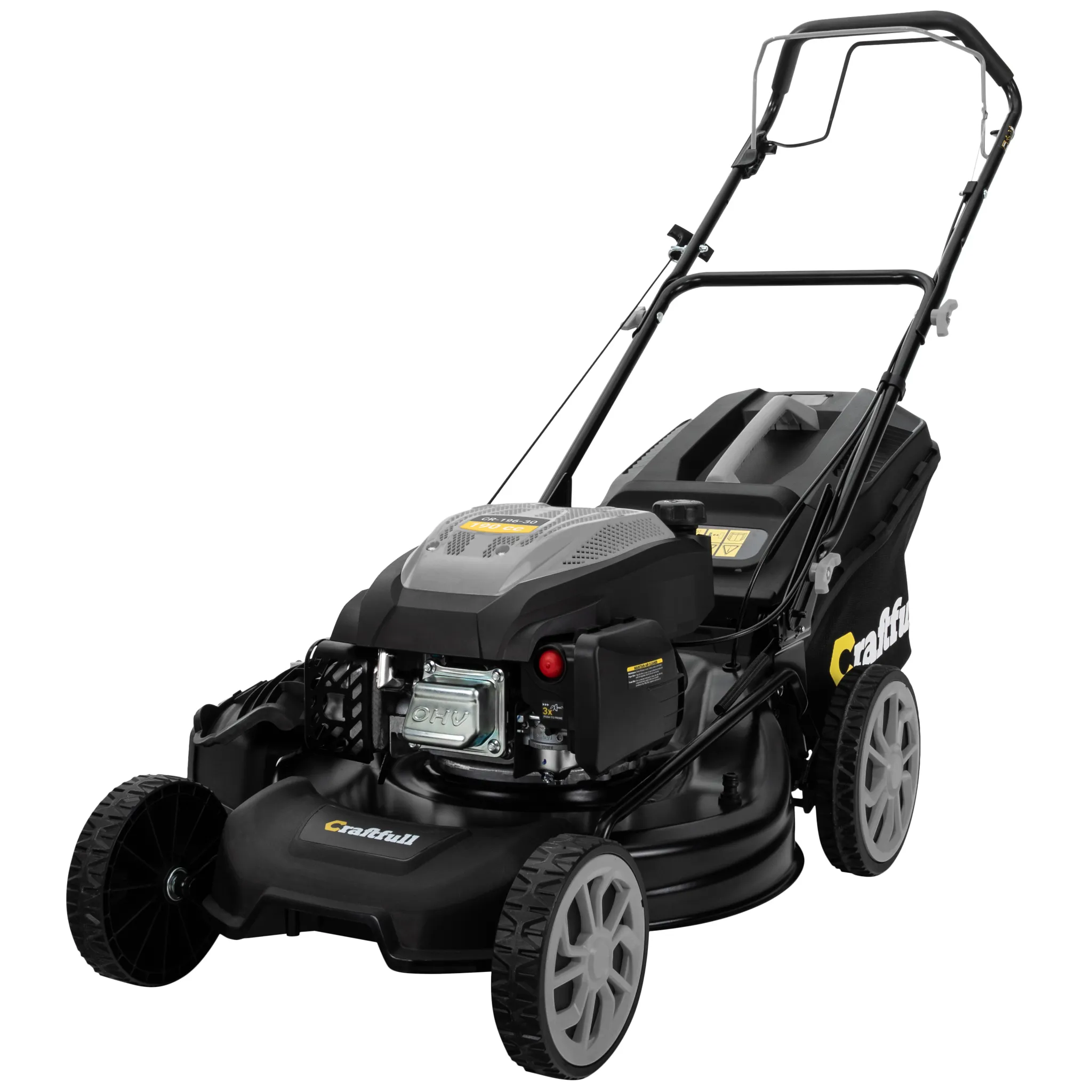 Craftfull Premium Benzin-Rasenmäher CR-196-30 | Selbstfahrantrieb - 53 cm Schnittbreite - 4 in 1 - Mähen - Mulchen - Heck- & Seitenauswurf - klappbar – Bild 9