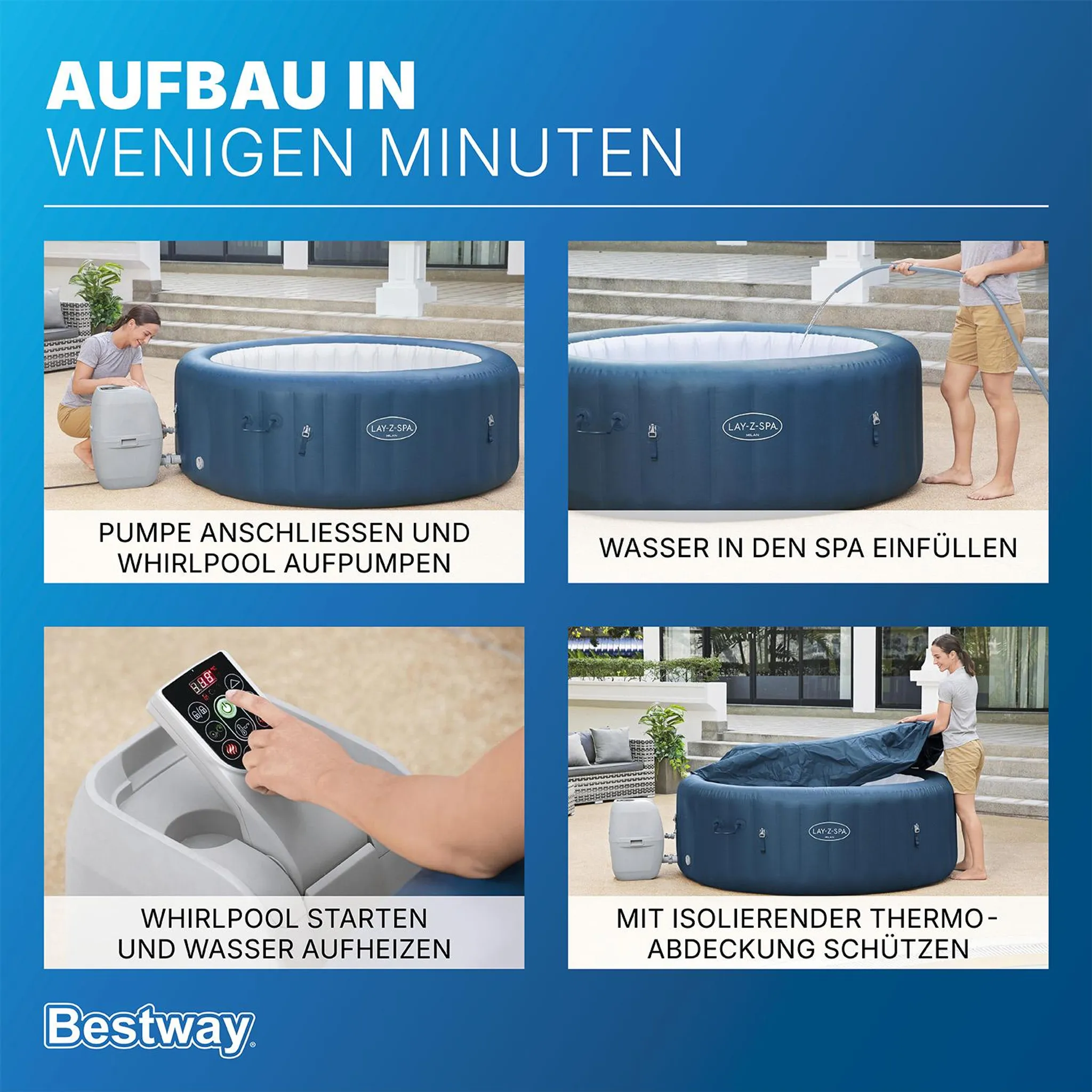 LAY-Z-SPA® WLAN-Whirlpool Milan AirJet Plus™ Ø 196 x 71 cm, rund – Bild 7