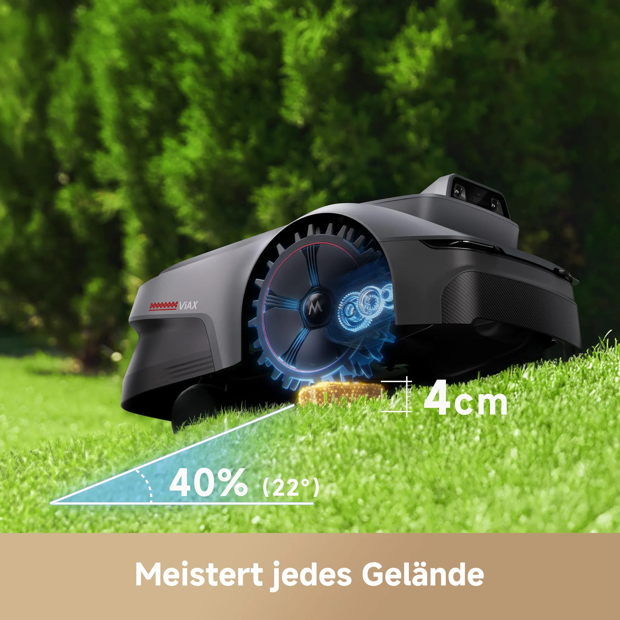 MOVA ViAX 250 Mähroboter – 250 m², UltraEyes™ KI-Dual-Vision, U-Bahnplanung, Dual-Map, Hindernisvermeidung, App-Steuerung, 50min Akkulaufzeit – Bild 6