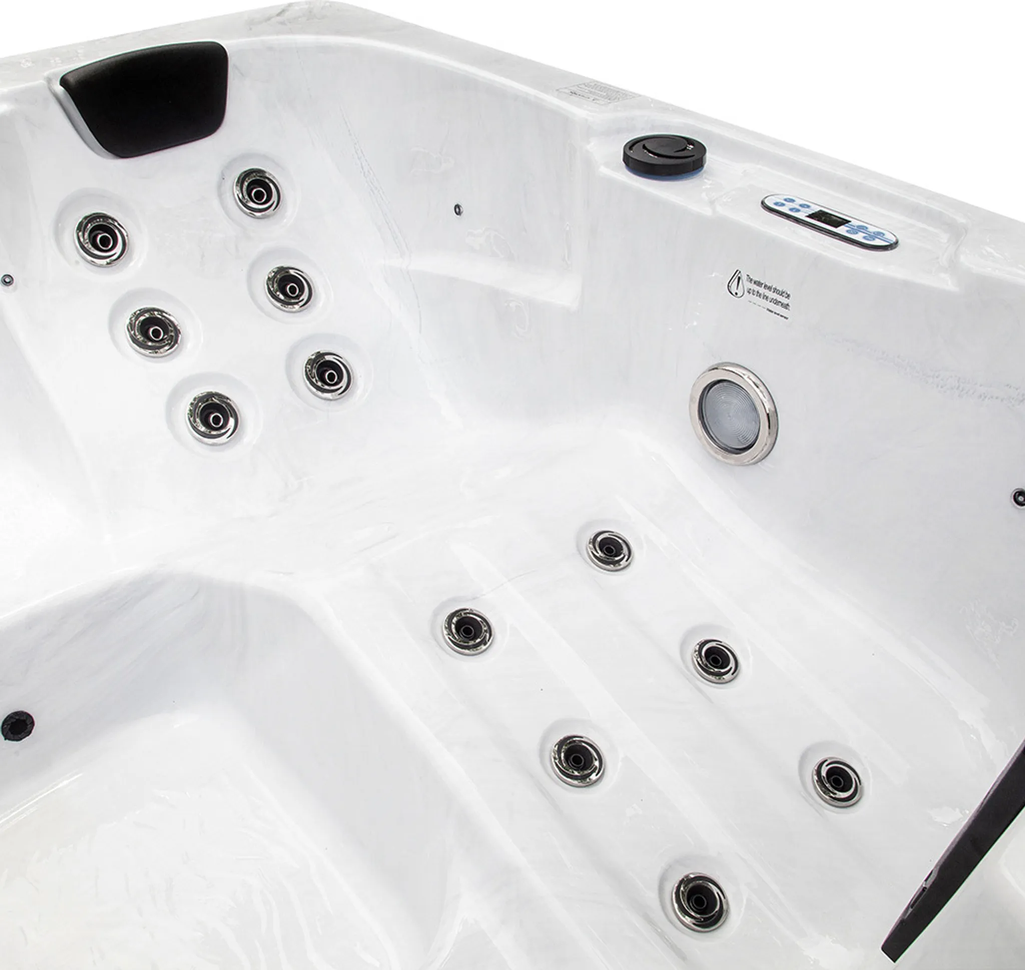 HOME DELUXE - Outdoor Whirlpool - WHITE MARBLE PURE - Maße: 210 x 160 x 85 cm - Inkl. Heizung, 27 Massagedüsen und 9 Lichtquellen I Außen Whirlpool Spa für 3 Personen – Bild 6
