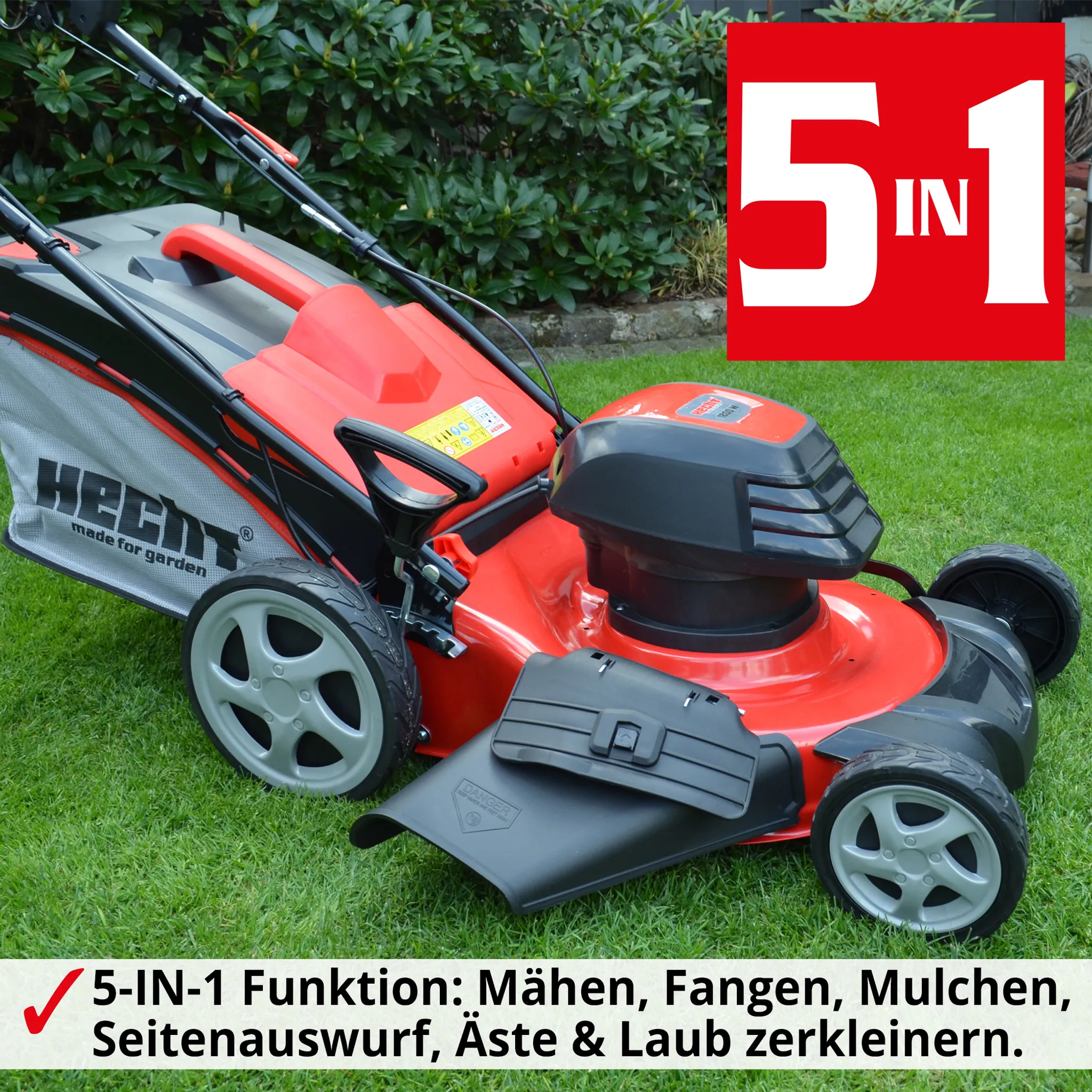 HECHT Rasenmäher Elektro mit Antrieb 1802 S | 46 cm Schnittbreite | 1800 W | 5in1 | Mulcher | 50 L Fangkorb | 3,3 km/h – Bild 6