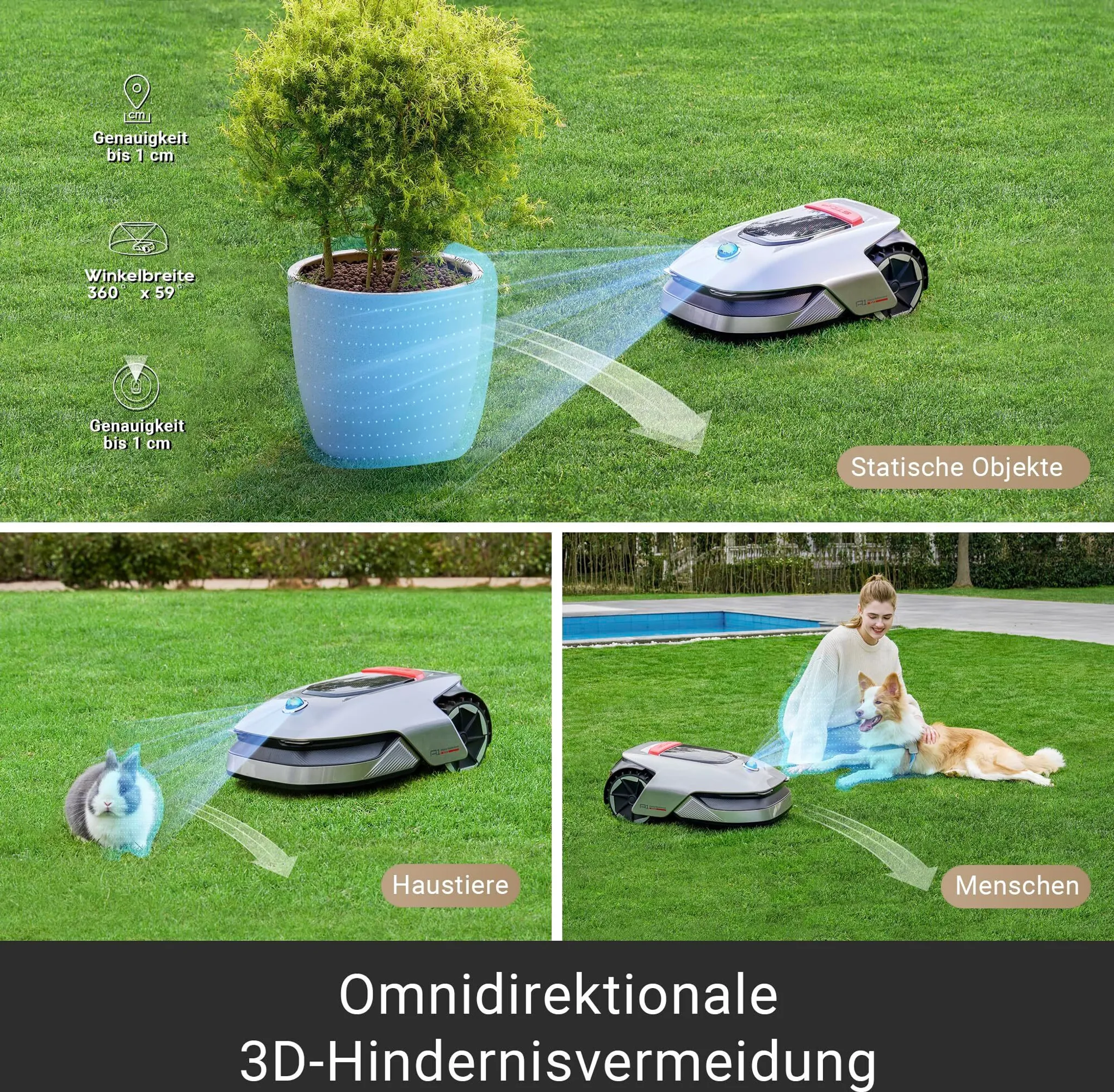 Dreame Intelligent Mähroboter A1, Rasenmäher Roboter, App-Steuerung, OmniSense-Technologie, Intuitives Bereichsmanagement, Intelligente Hindernisverme – Bild 5