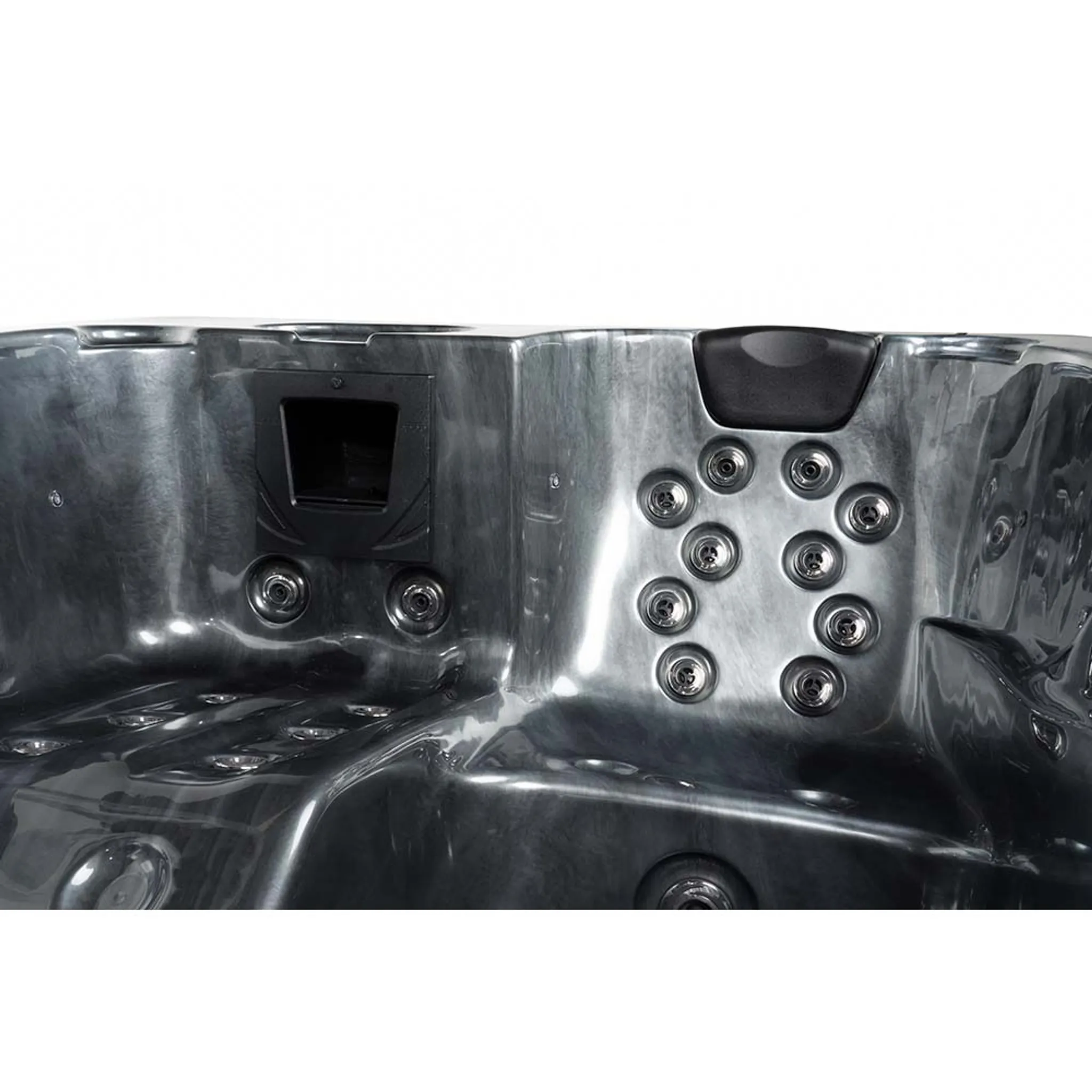 HOME DELUXE - Outdoor Whirlpool - BLACK MARBLE PURE - Maße 210 x 160 x 85 cm - Inkl. Heizung, 27 Massagedüsen und 9 Lichtquellen I Außen Whirlpool Spa für 3 Personen – Bild 8