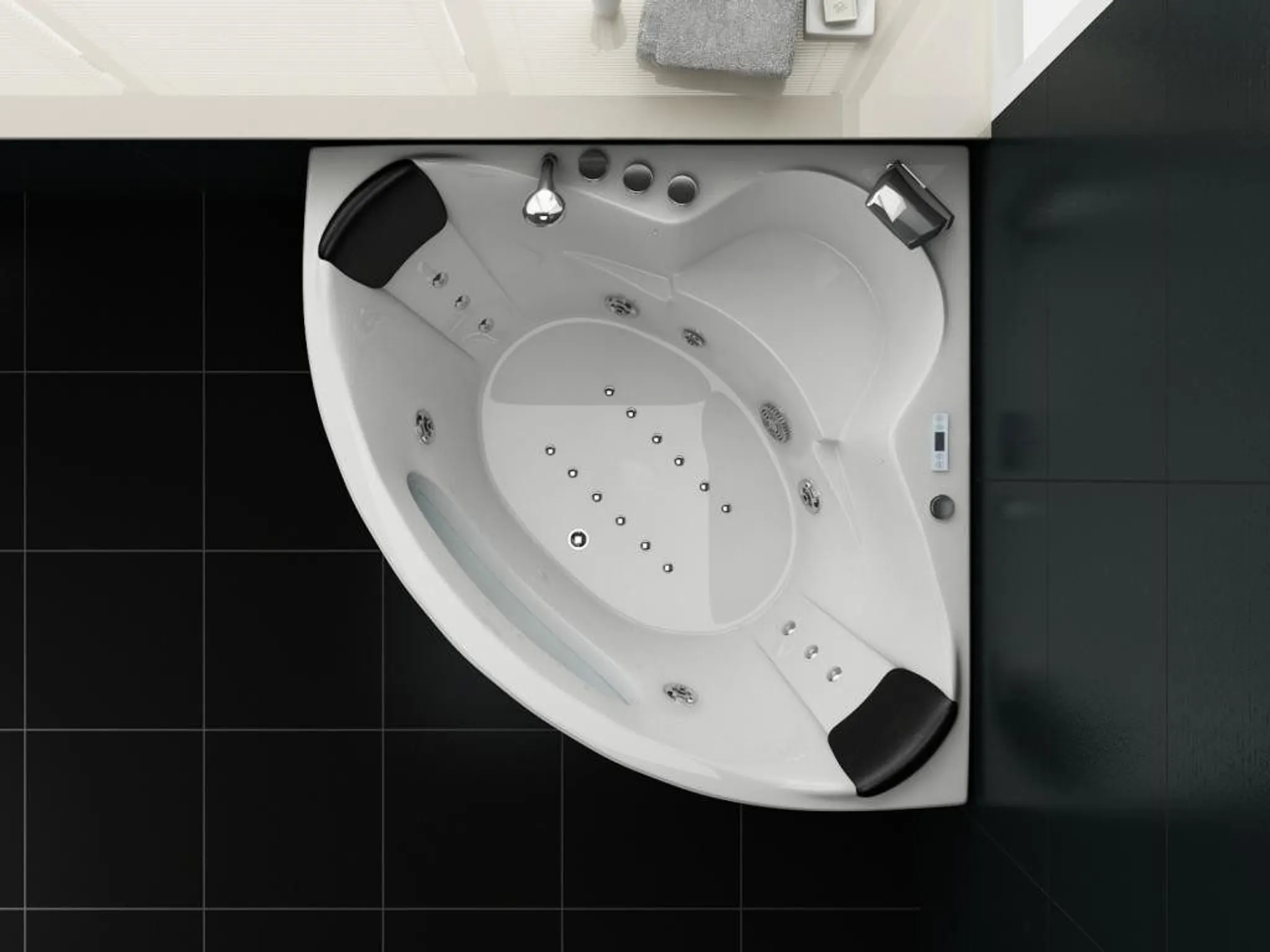PureHaven Whirlpool 138x138 cm elegantes Design Heizung Lichttherapie Soundsystem Reinigungsprogramm Bluetooth-Soundsystem – Bild 3