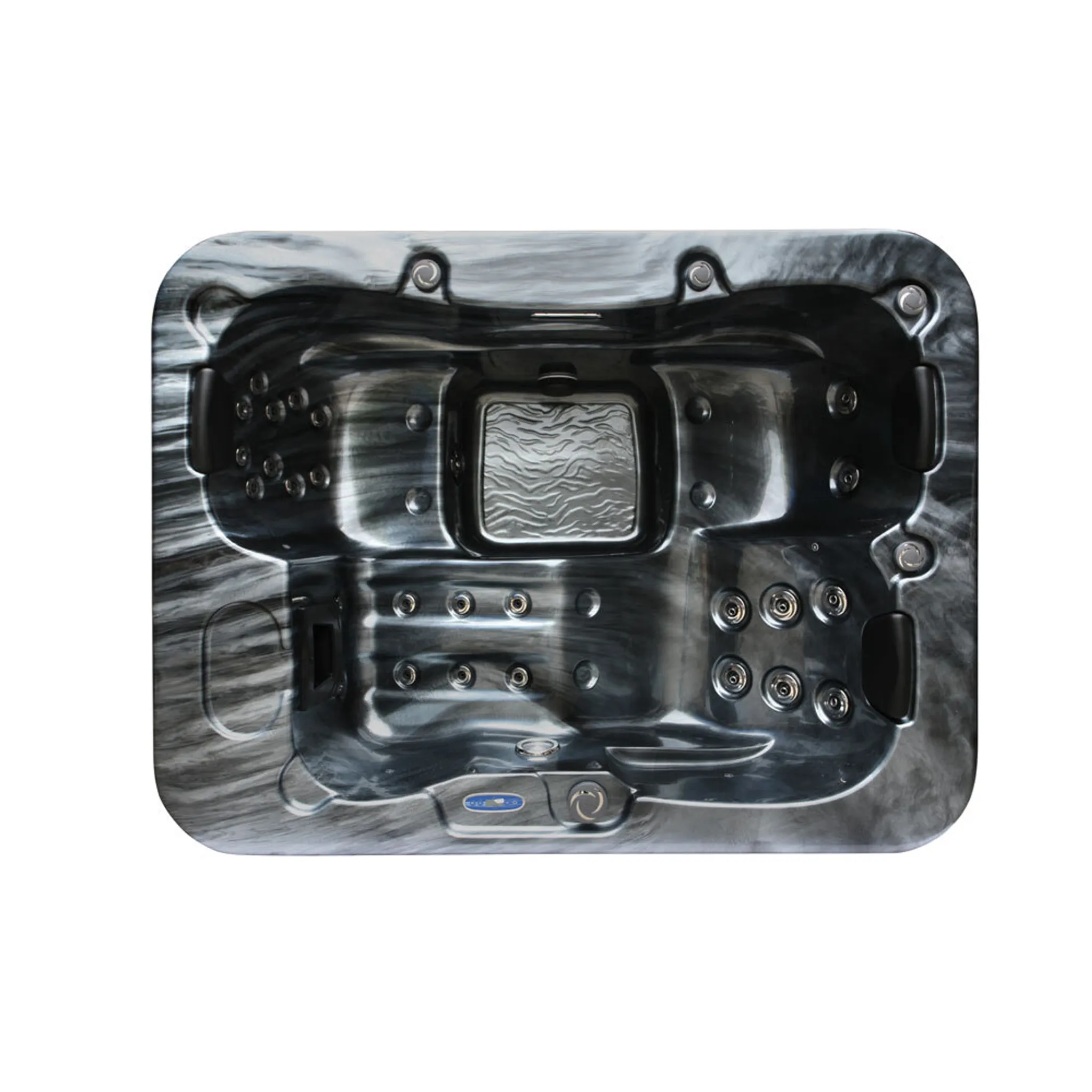 HOME DELUXE - Outdoor Whirlpool - BLACK MARBLE PURE - Maße 210 x 160 x 85 cm - Inkl. Heizung, 27 Massagedüsen und 9 Lichtquellen I Außen Whirlpool Spa für 3 Personen – Bild 6