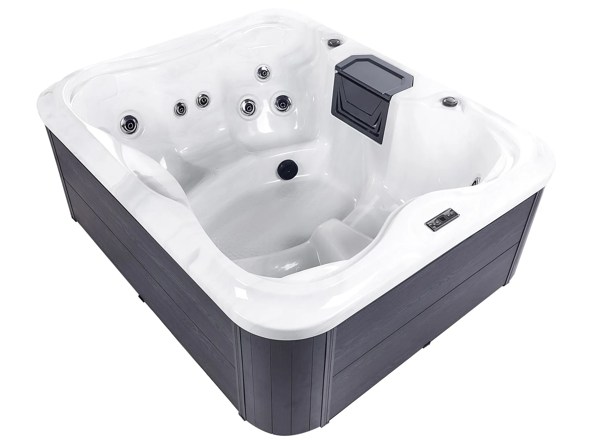 BELIANI Outdoor Whirlpool Weiß Acryl und Aluminium Rechteckig 180 x 215 cm mit LED Hydromassage Schutzhülle für 4 Personen Garten Draußen Terrasse – Bild 8