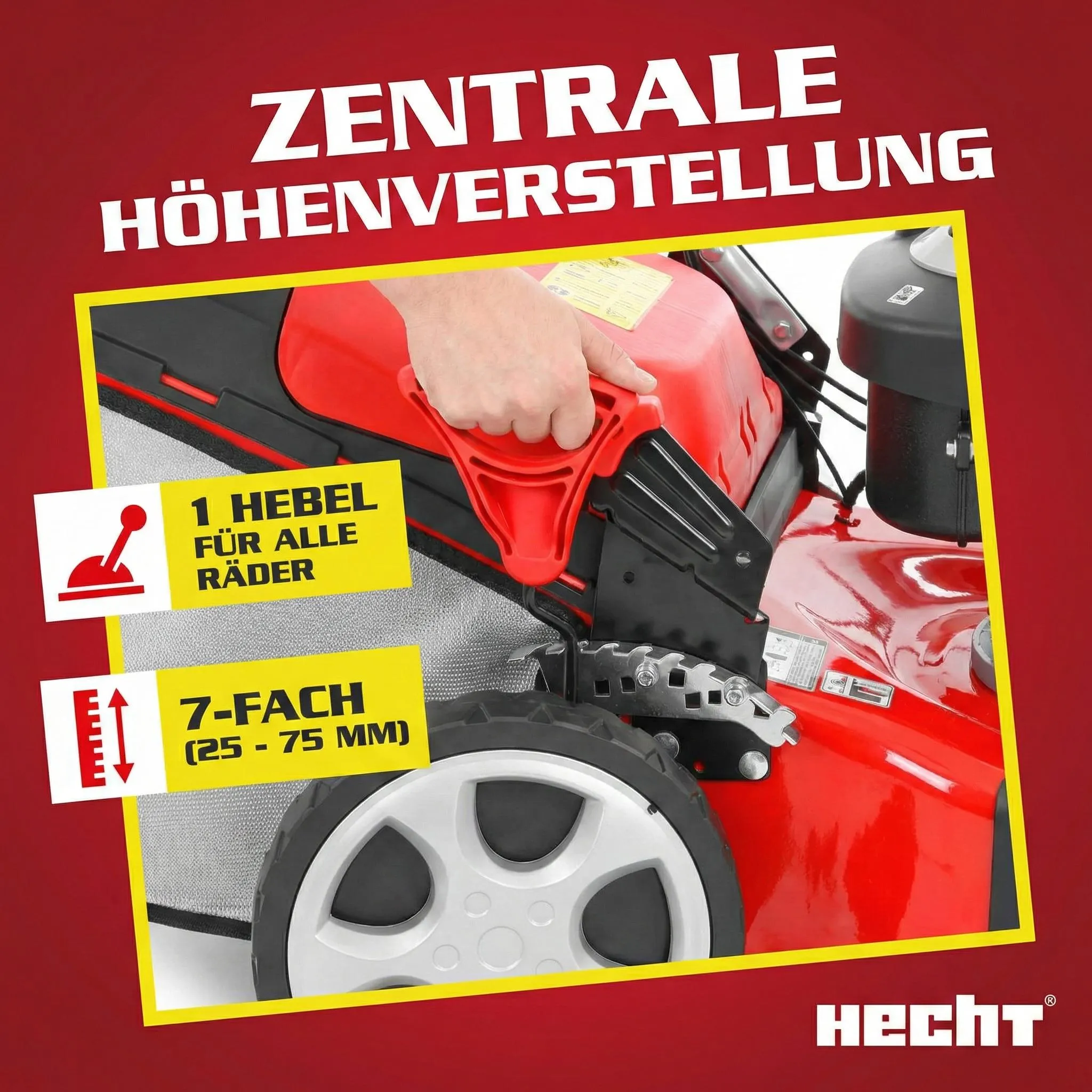 HECHT Rasenmäher Benzin mit Antrieb 551 SX | 51 cm Schnittbreite | 5in1 | 5,5 PS | Mulchkit | 65 L Fangkorb – Bild 9