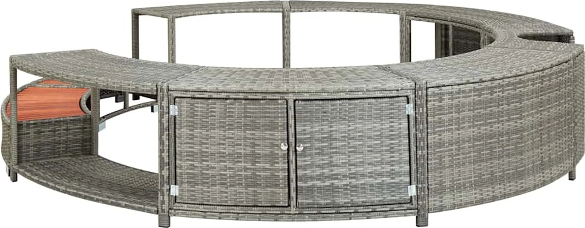 vidaXL Whirlpool-Umrandung Grau Poly Rattan – Bild 4