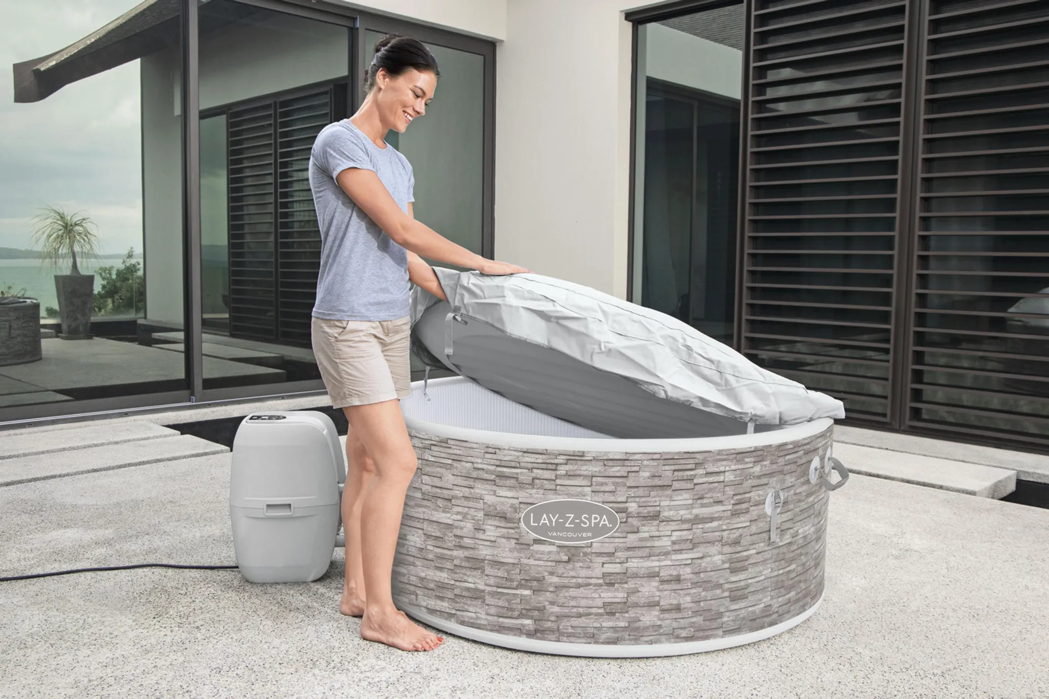 Bestway LAY-Z-SPA® Whirlpool Vancouver AirJet Plus™, rund, 155x60cm, 60027 – Bild 9