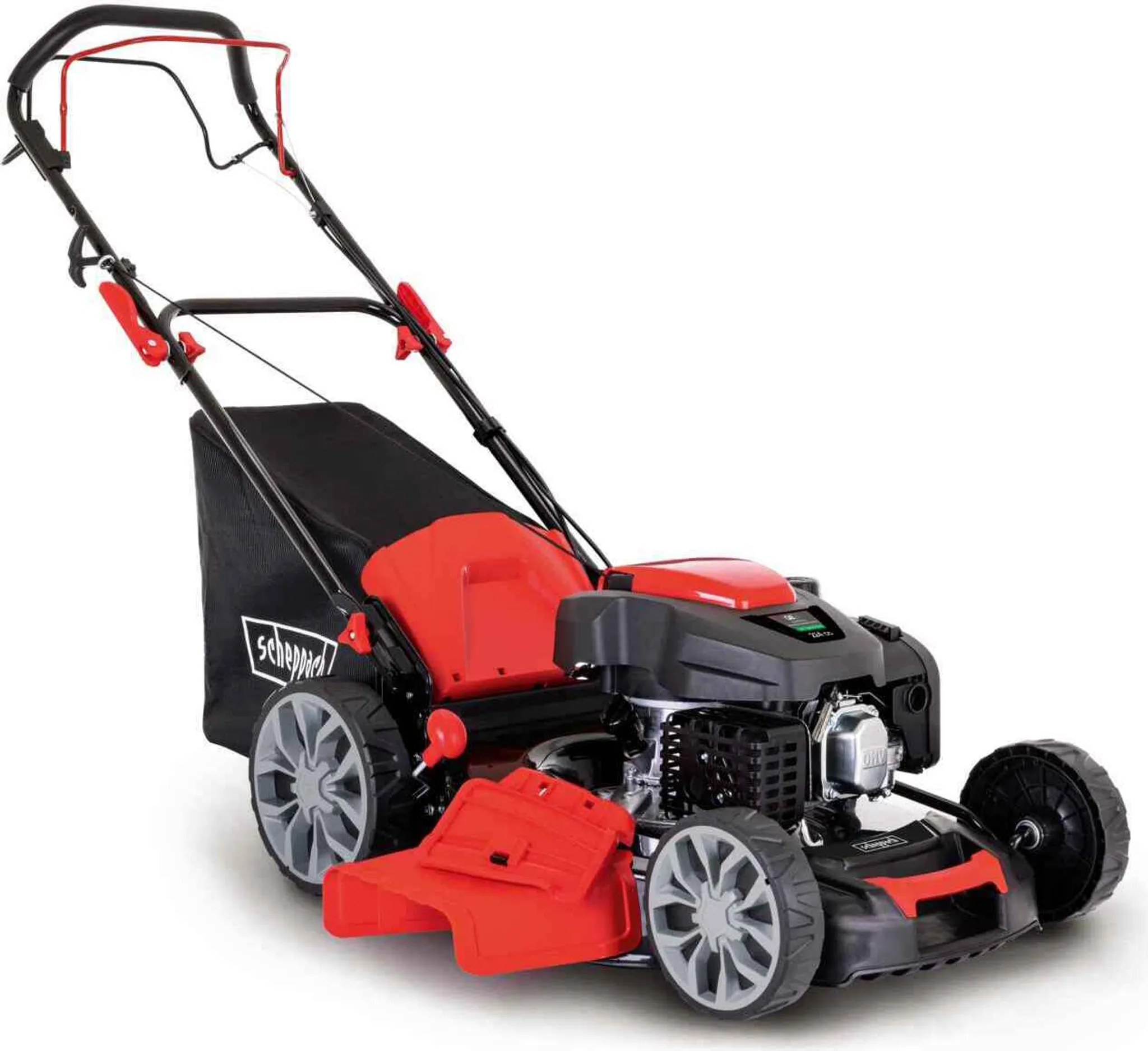 Scheppach Benzin Rasenmäher MS225-56 inkl. Motoröl | Radantrieb | 6PS | 56cm | 65L | Höhenverstellung 7 Stufen | Seitenauswurf & Reinigungsfunktion – Bild 2