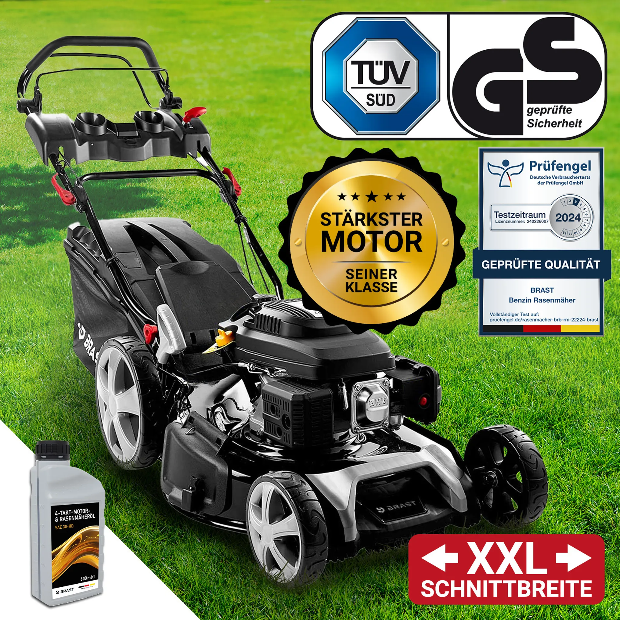BRAST Benzin Rasenmäher 22224 inkl. Motoröl – Bild 3