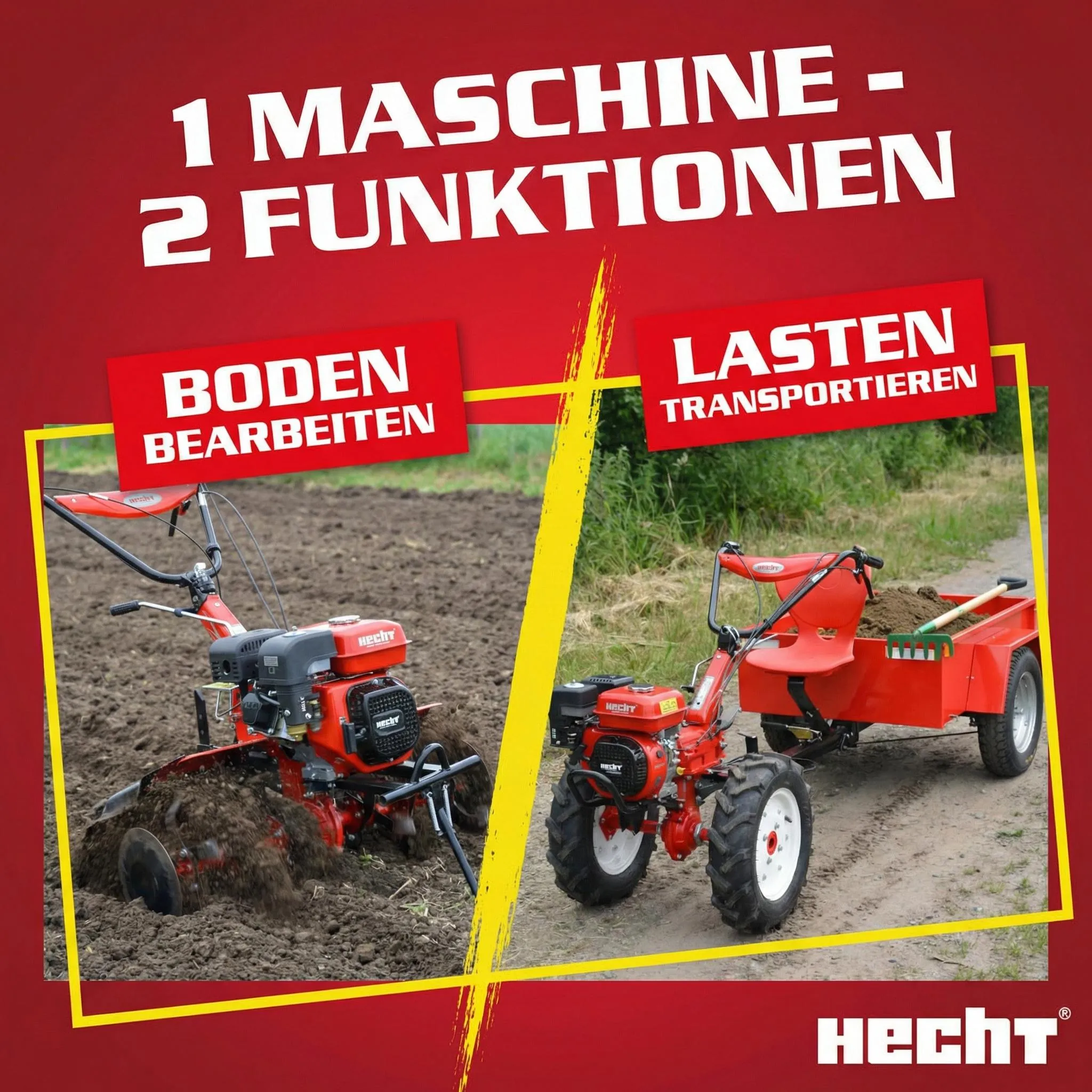 HECHT 7100 Motorhacke Benzin | mit Anhänger | Kupplung | Räder | 104 cm Arbeisbtreite | 7 PS – Bild 8