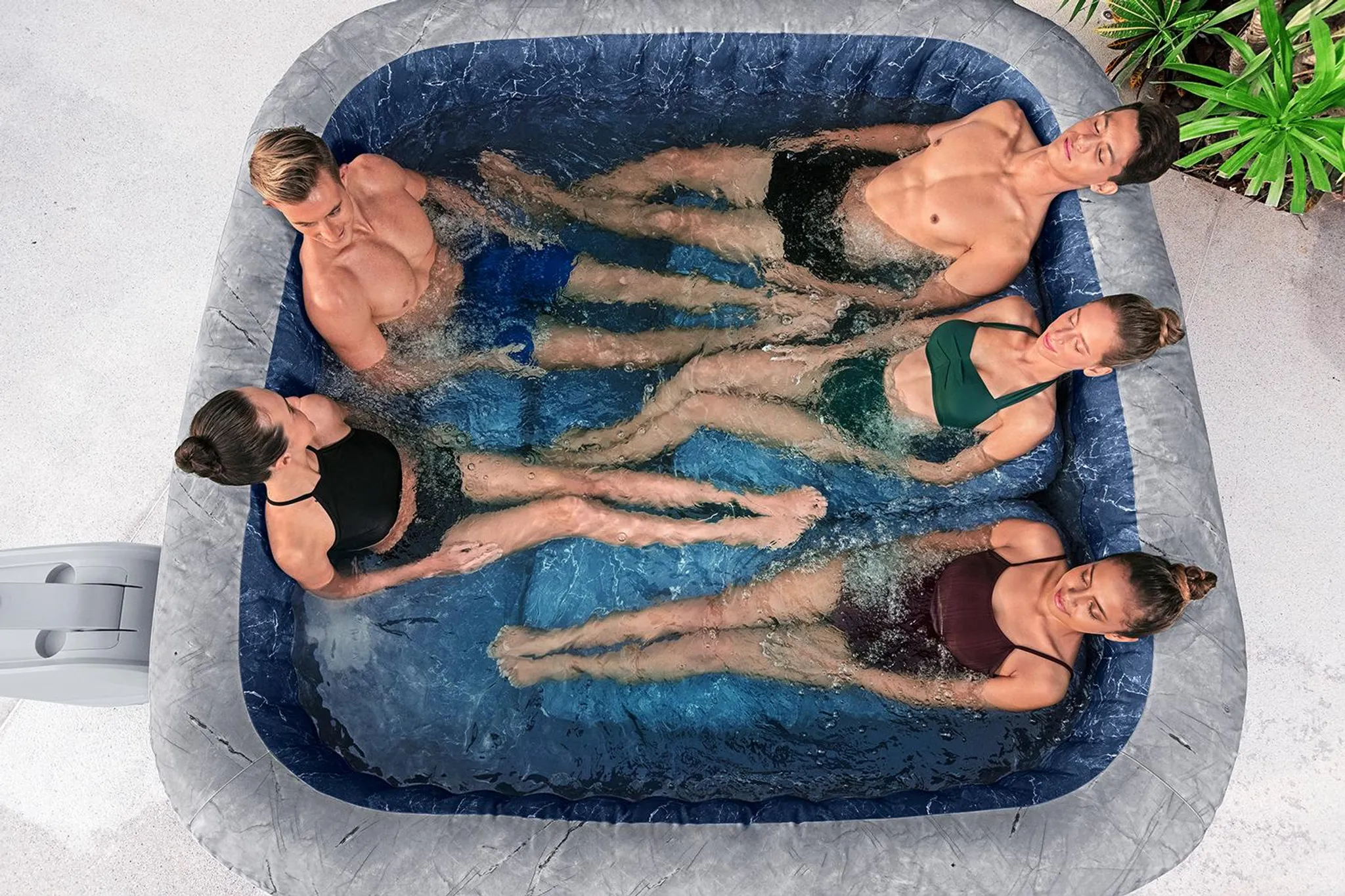 Bestway® LAY-Z-SPA® Energiespar-Whirlpool San Francisco HydroJet Pro™ mit App-Steuerung, für 7 Personen 230 x 230 x 71 cm, Marmor-Optik (Samtgrau) – Bild 6