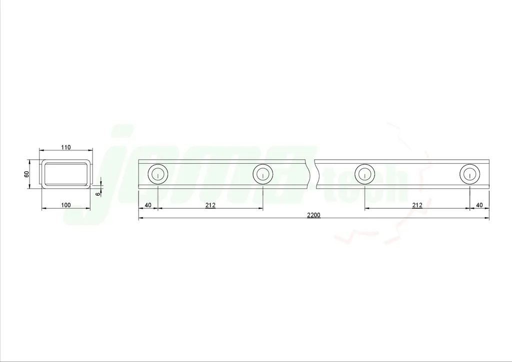 Joma-Tech Zinkenträger mit eingeschweißten Hülsen / Buchsen in 2200 mm Arbeitsbreite – Bild 3