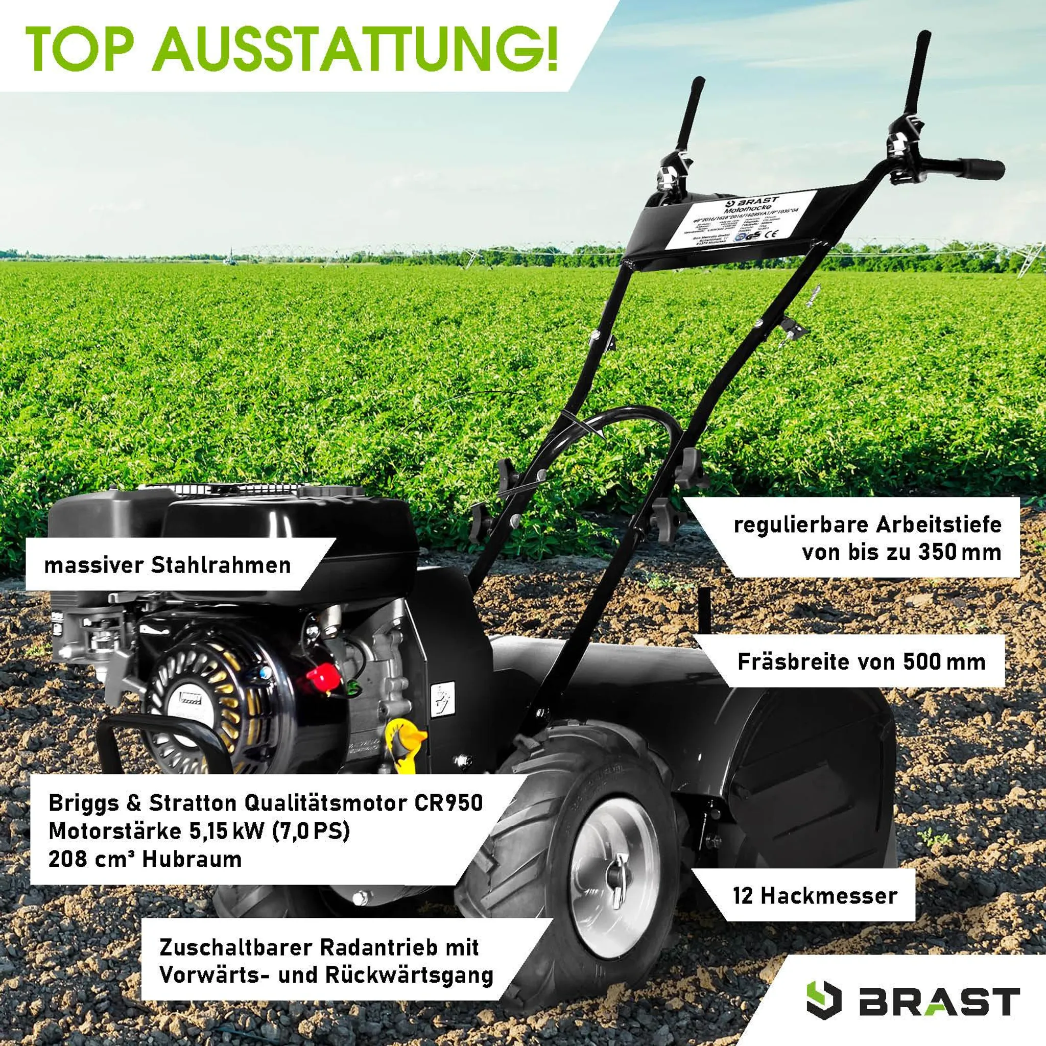BRAST Benzin Gartenfräse 7500 B&S – Bild 3