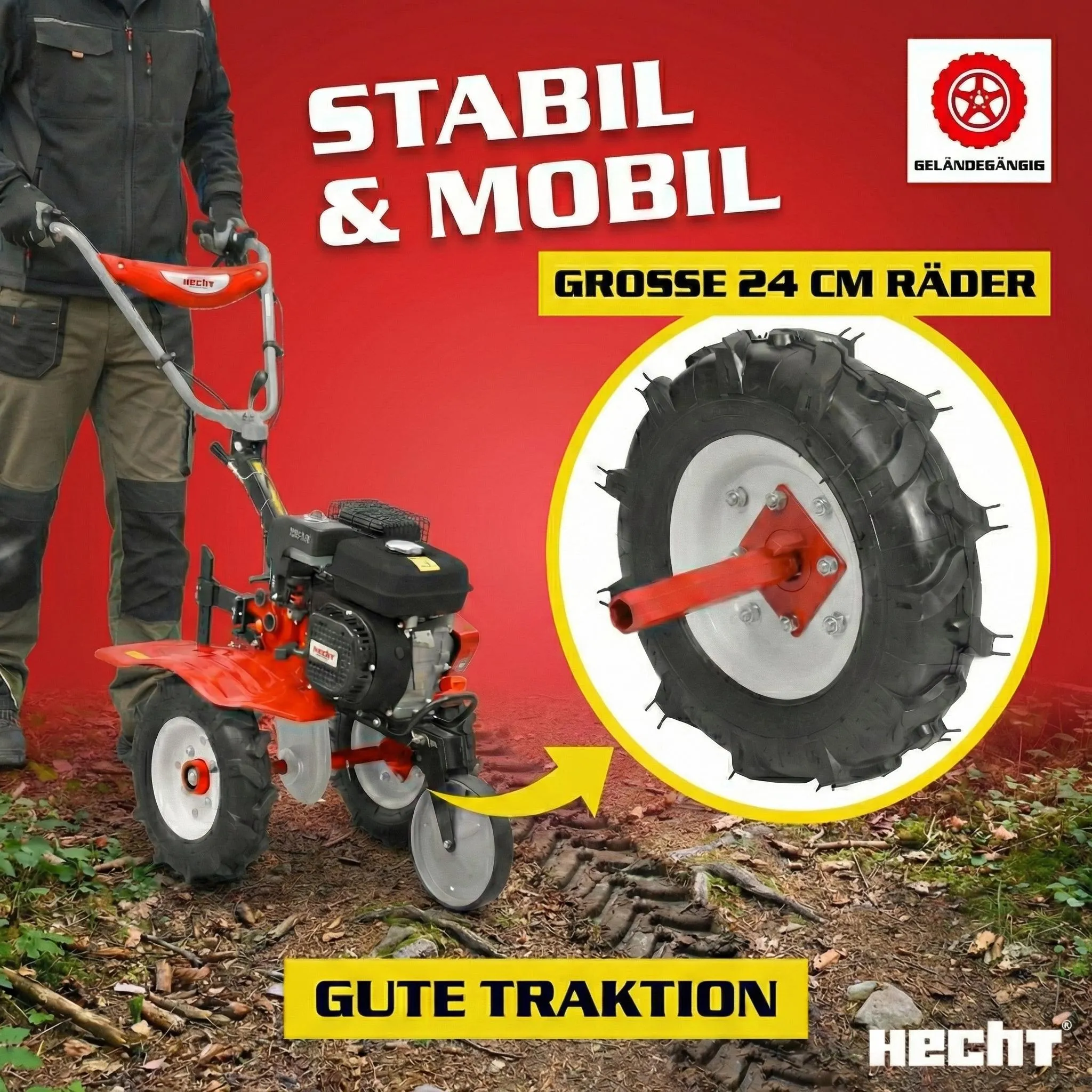 HECHT 796 Motorhacke Benzin | 80 cm Arbeitsbreite | 30 cm Arbeitstiefe | 6,12 PS | 208 cm³ | 24 Messer – Bild 10