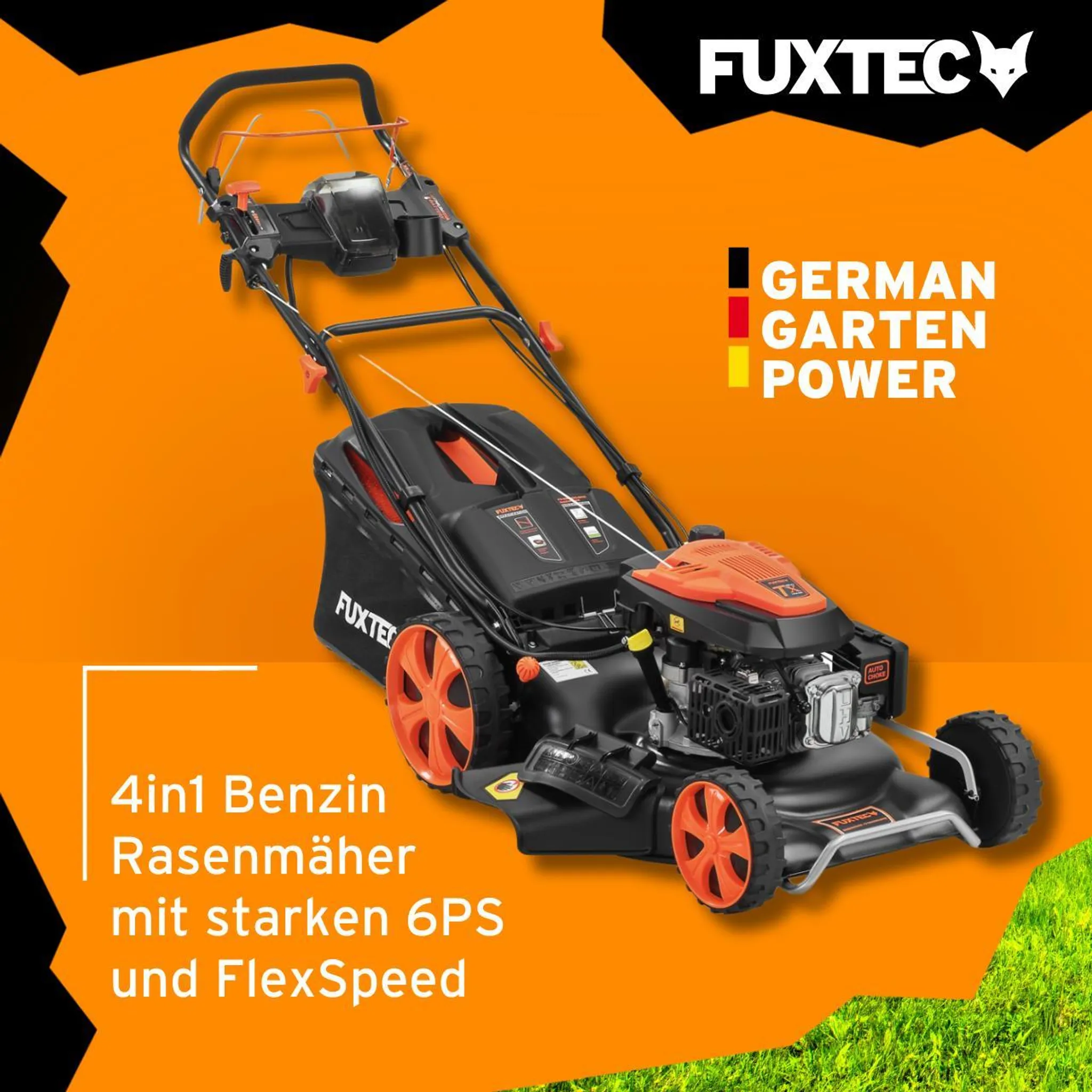 FUXTEC 4in1 Benzin Rasenmäher FX-RM5396es-PRO - 196ccm | 53cm | 42Kg | E-Start | Selbstantrieb | 70L | Mulchfunktion | 4-Tackt | Seitenauswurf – Bild 2